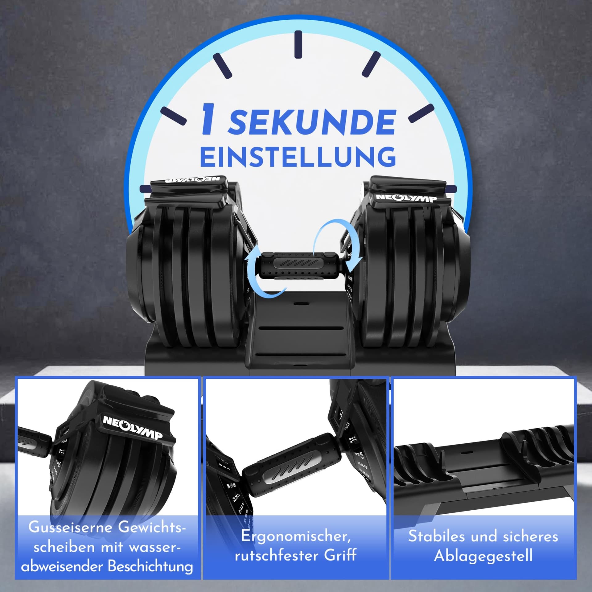 NEOLYMP 2er Set Kurzhantel verstellbar (2-24 kg – Bild 5