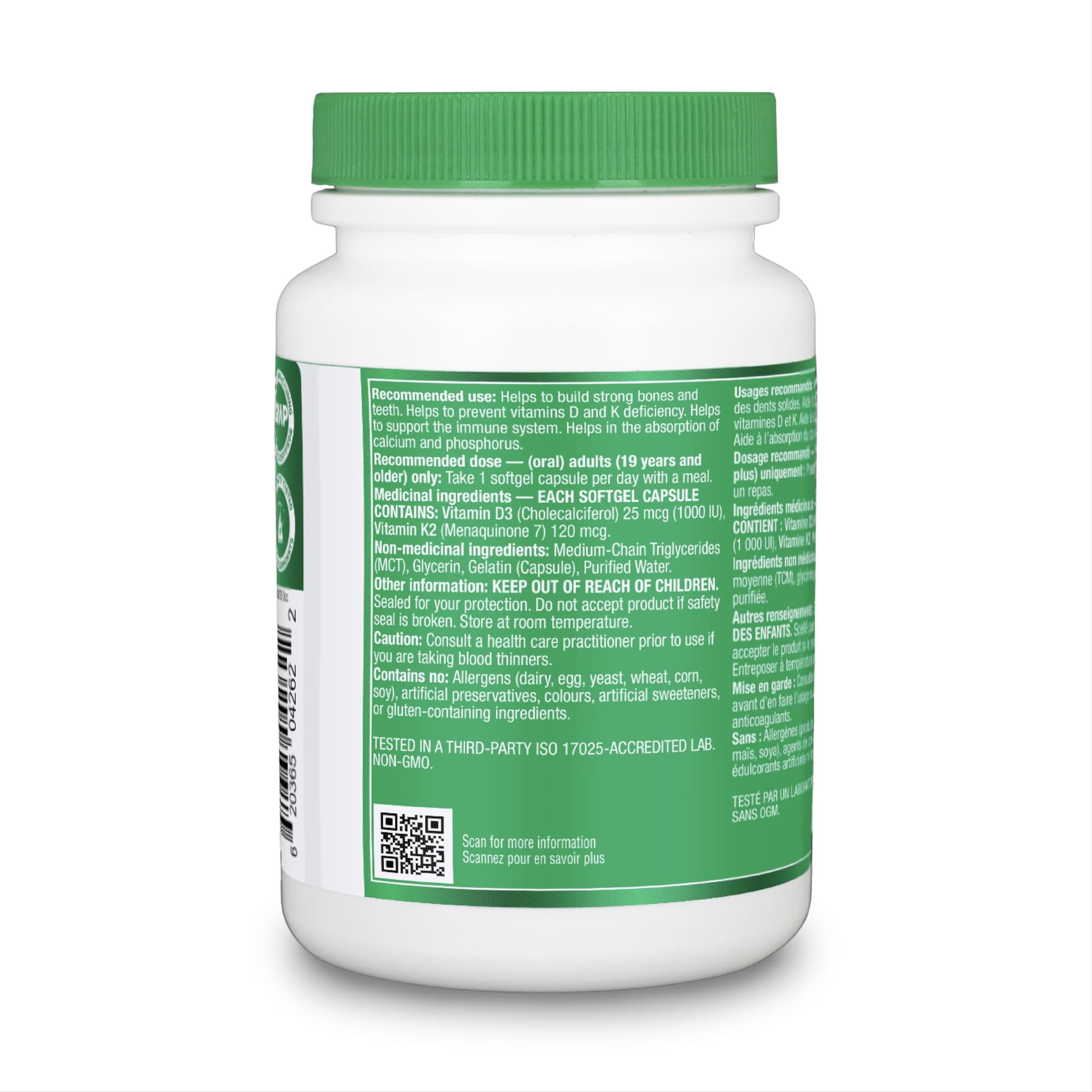 Organika Vitamin D3 + K2 (MK7)- 1000IU D3 and 120mcg K2 per – Bild 6