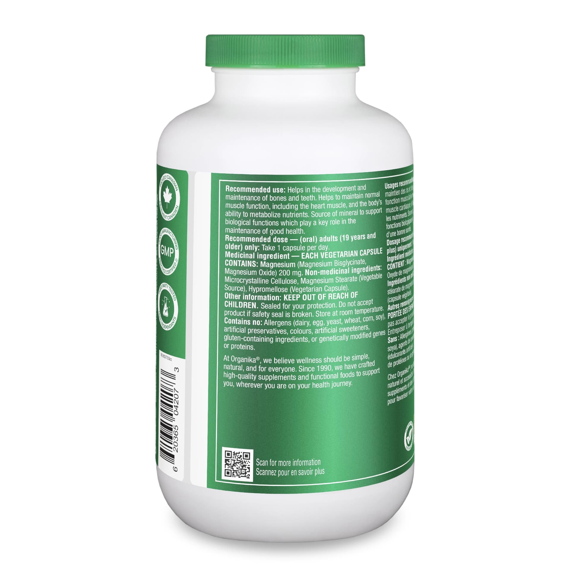 Organika Canadian-Made Magnesium Bisglycinate - 200mg – Bild 6