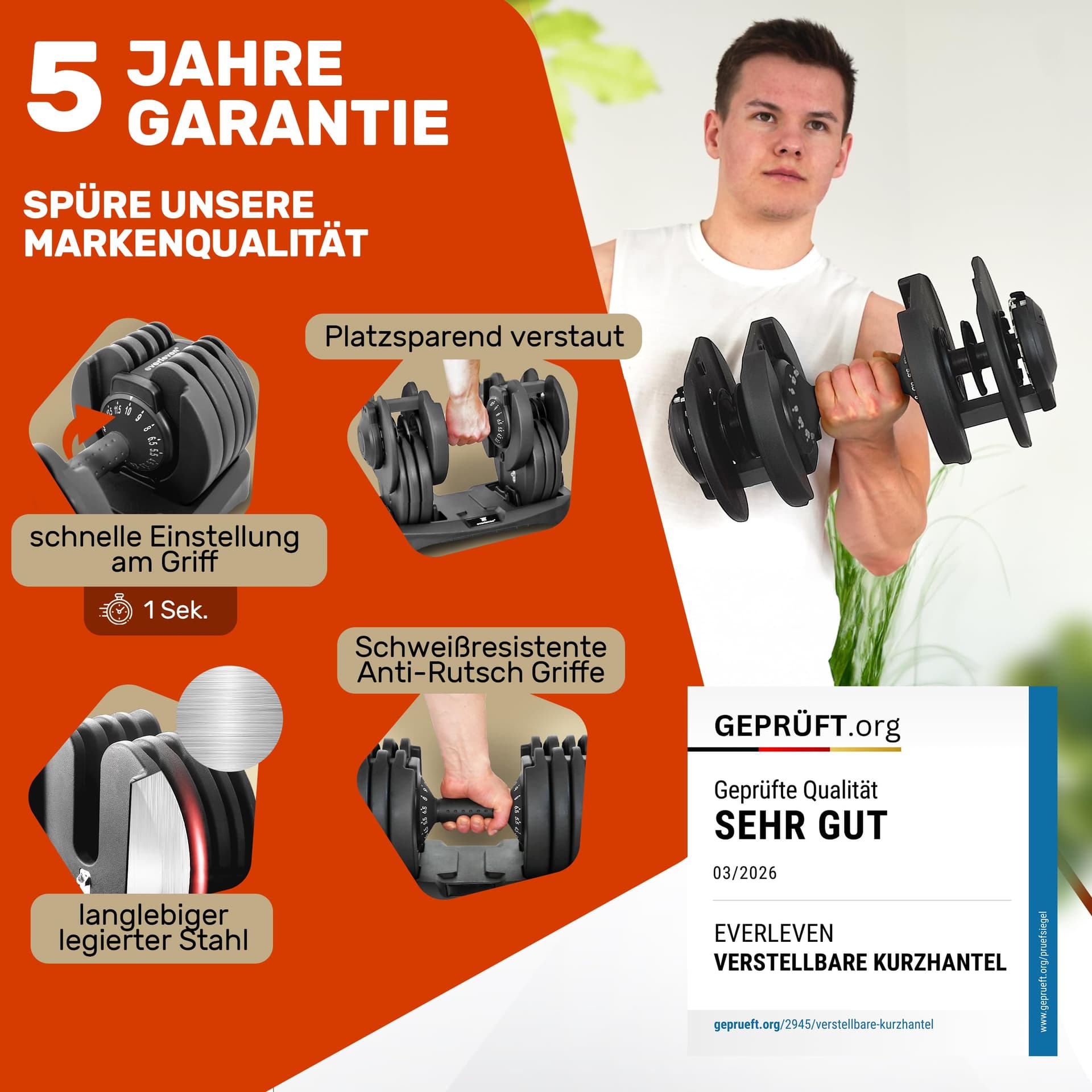 Verstellbare Kurzhantel Set 2x24kg – Bild 2