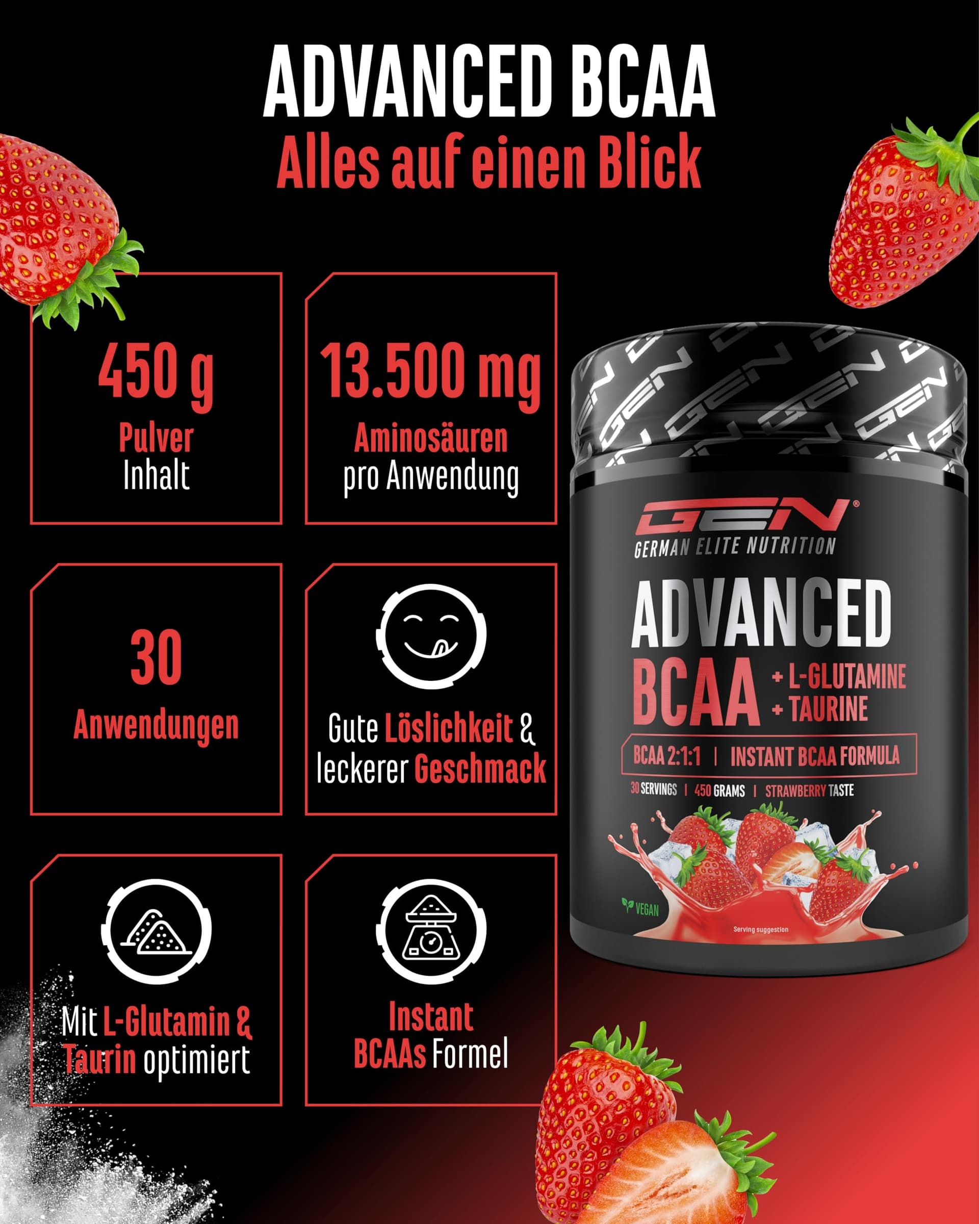 Advanced BCAA Pulver 450 g – Bild 2