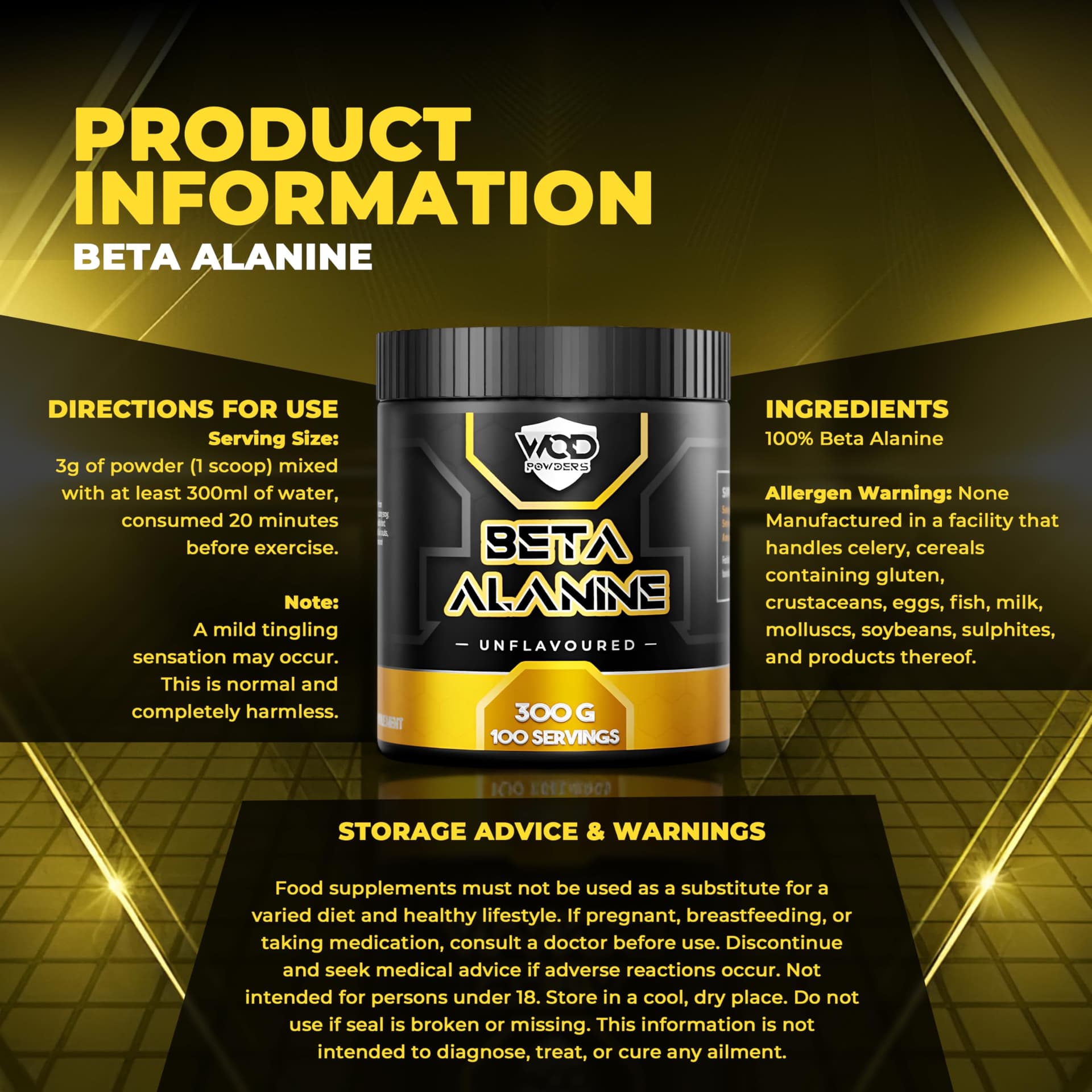 WOD Powders Beta Alanine Powder 300g – Bild 5