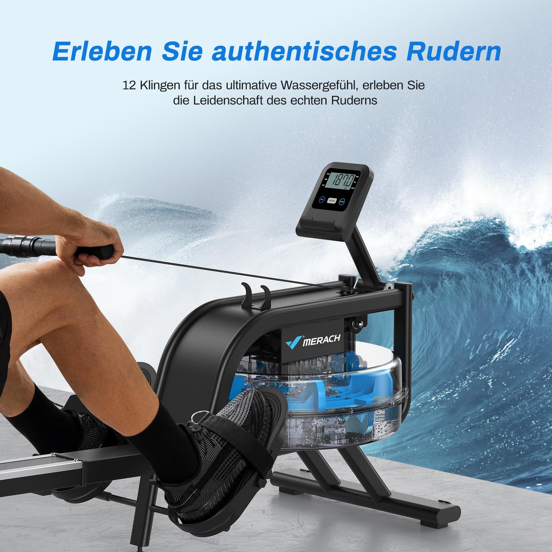 MERACH Wasserrudergerät für Zuhause, Rudergerät mit 15L – Bild 2