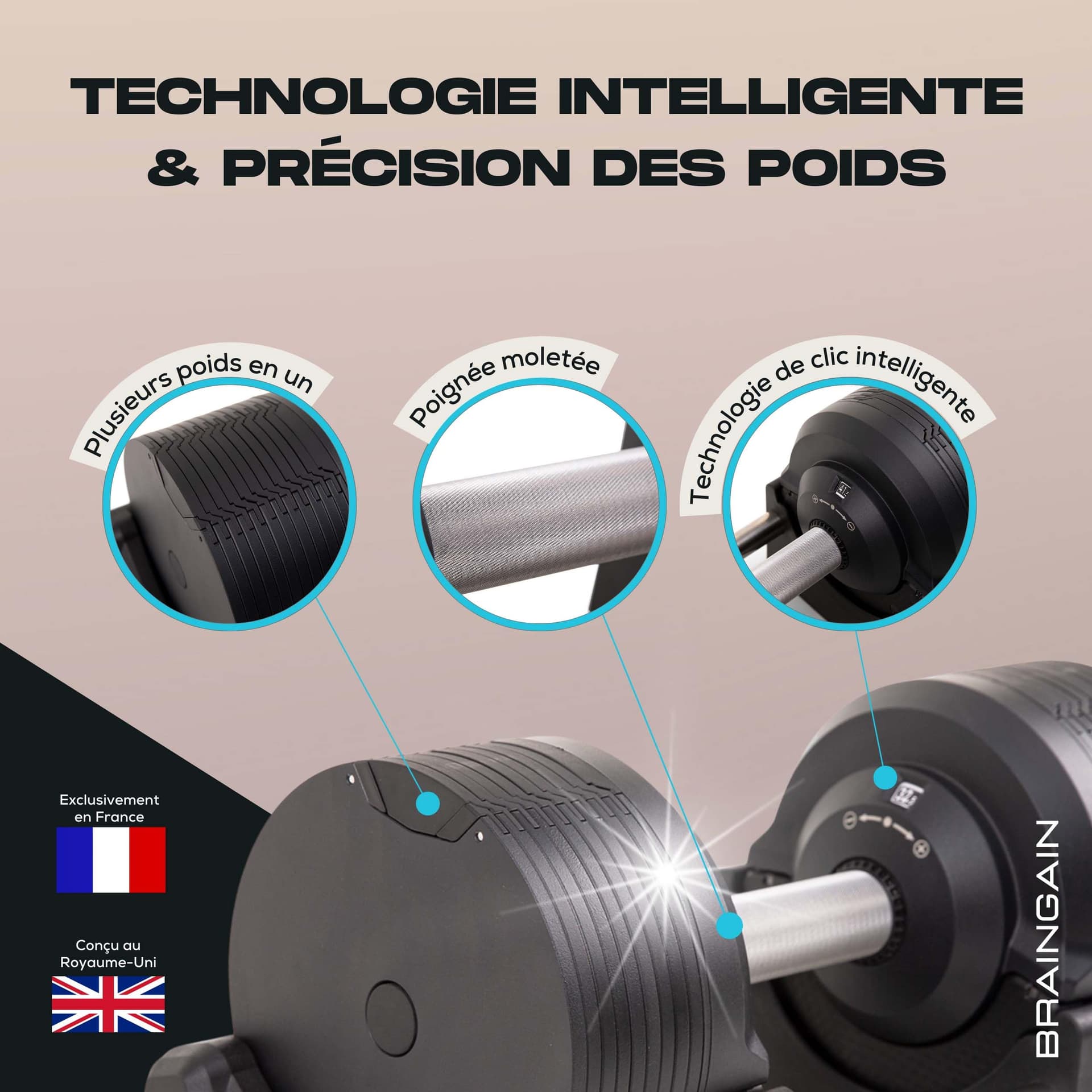 BRAINGAIN Haltères Réglables Set 23,5kg – Bild 2