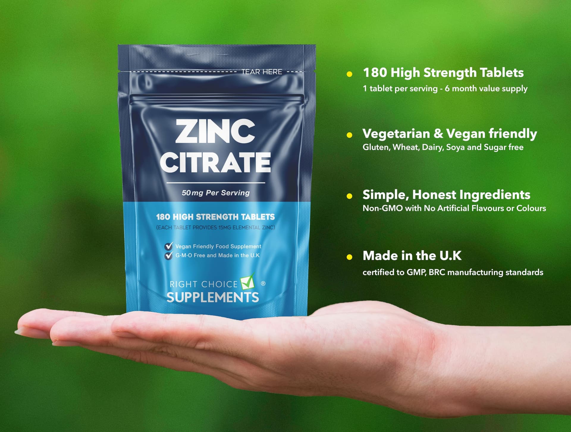 Right Choice Supplements Zinc Citrate 50mg Tablets – Bild 3