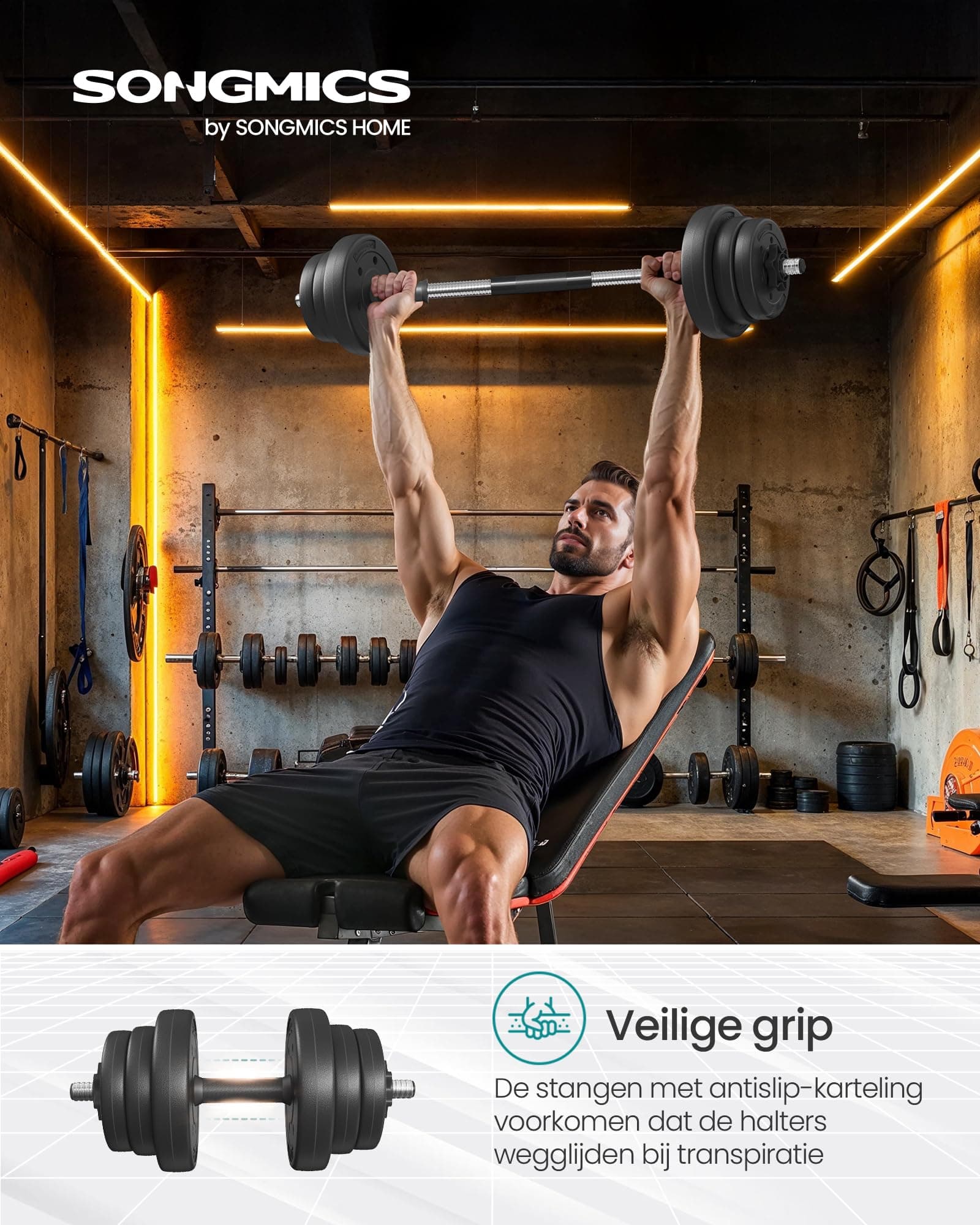 SONGMICS Halterset,verstelbare kunststof dumbbell set – Bild 2