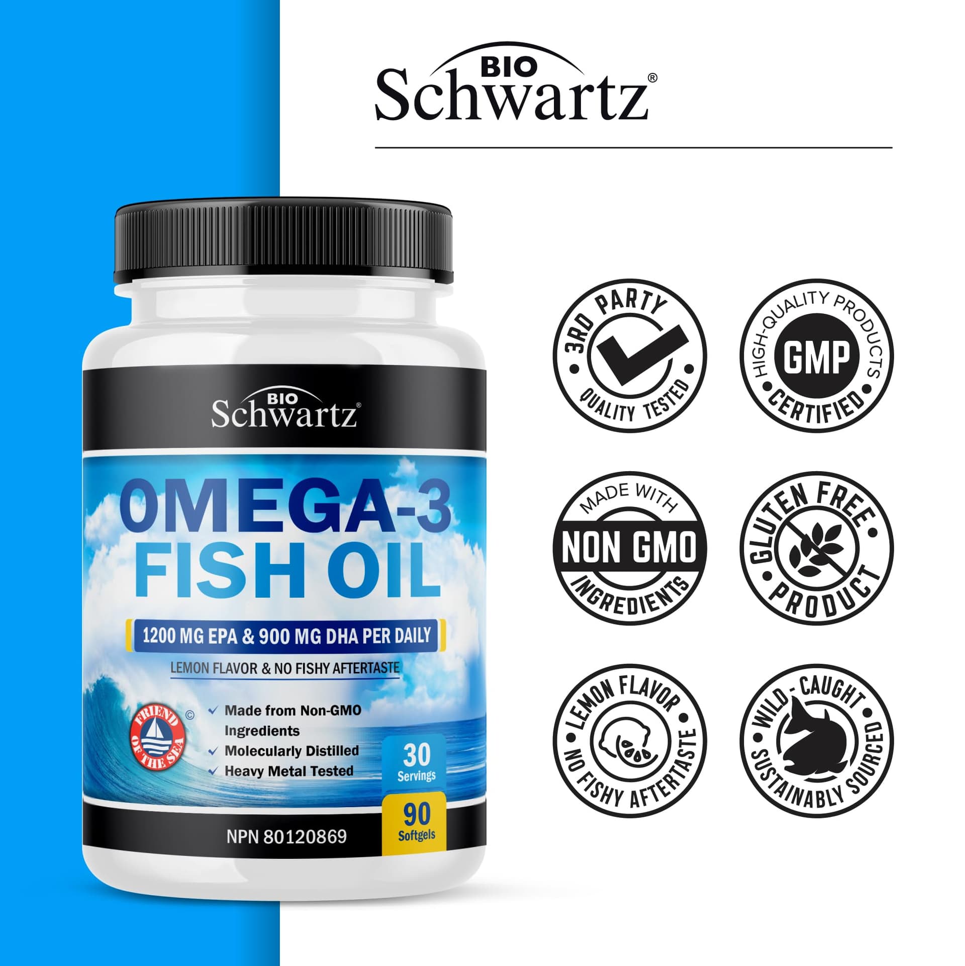 BioSchwartz Fish Oil Omega 3 EPA & DHA 2250 mg – Bild 7