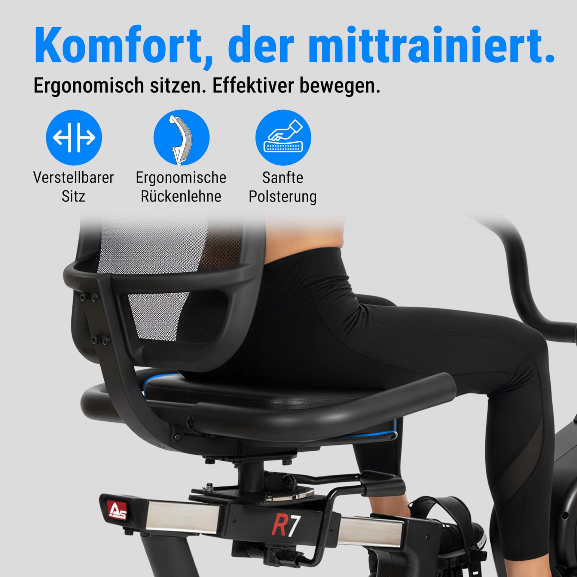 AsVIVA R7 Liegeergometer | Ergometer Fahrrad mit Sitz & Rückenlehne, 24 Programme, 18 kg – Bild 7