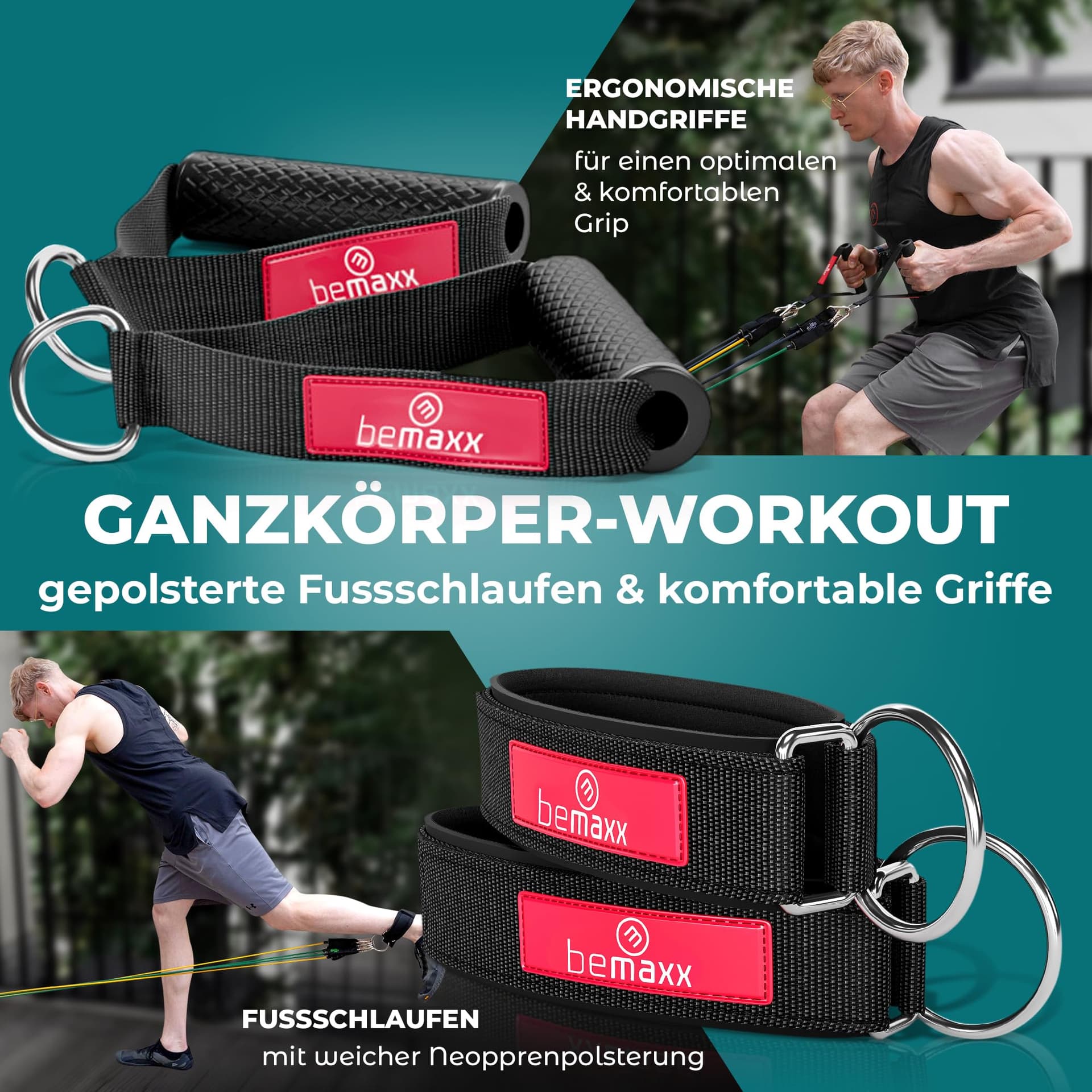 BeMaxx Resistance Bands Weerstandsbanden Stof Fitnessband Set + – Bild 5