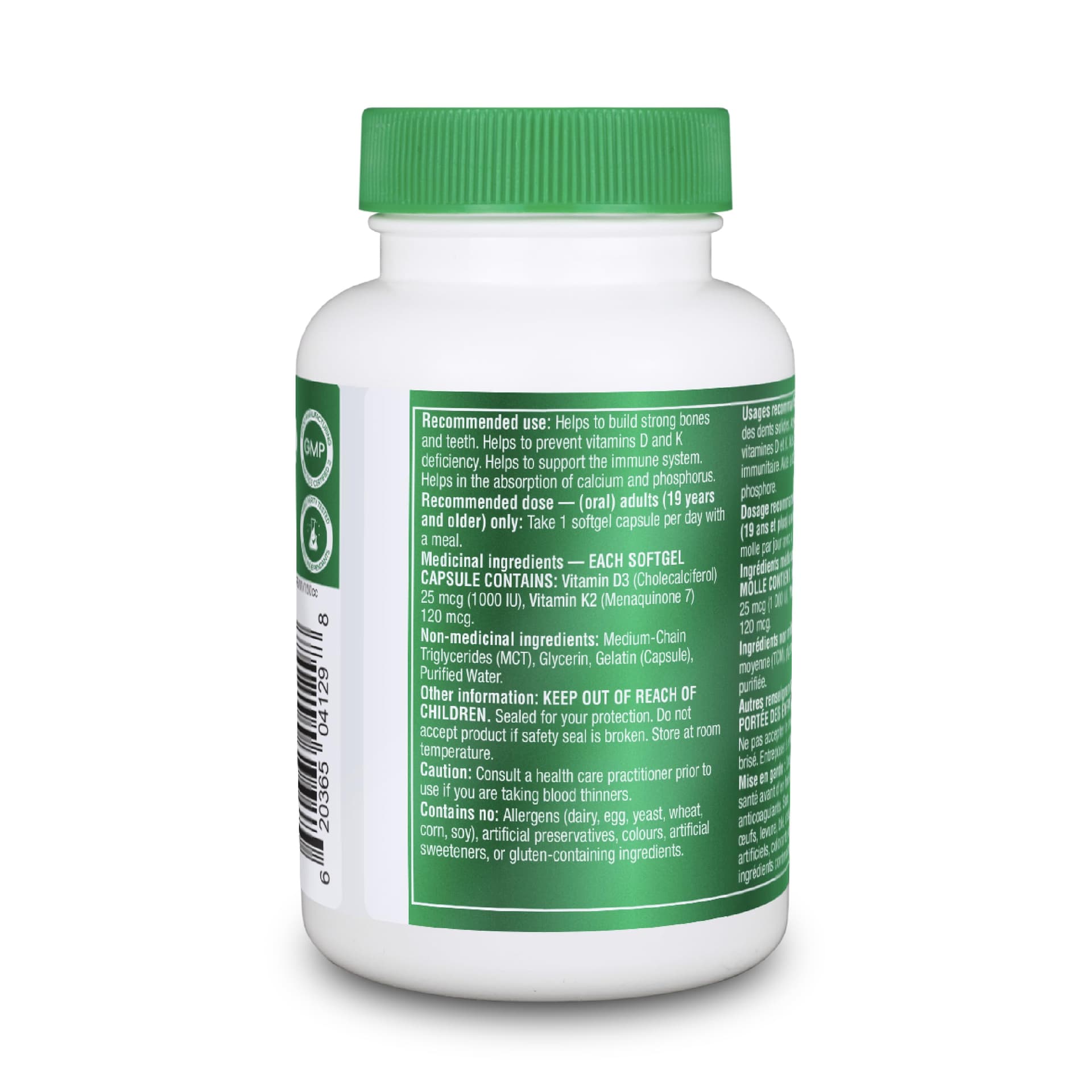 Organika Vitamin D3 + K2 (MK7)- 1000IU D3 and 120mcg K2 per – Bild 6