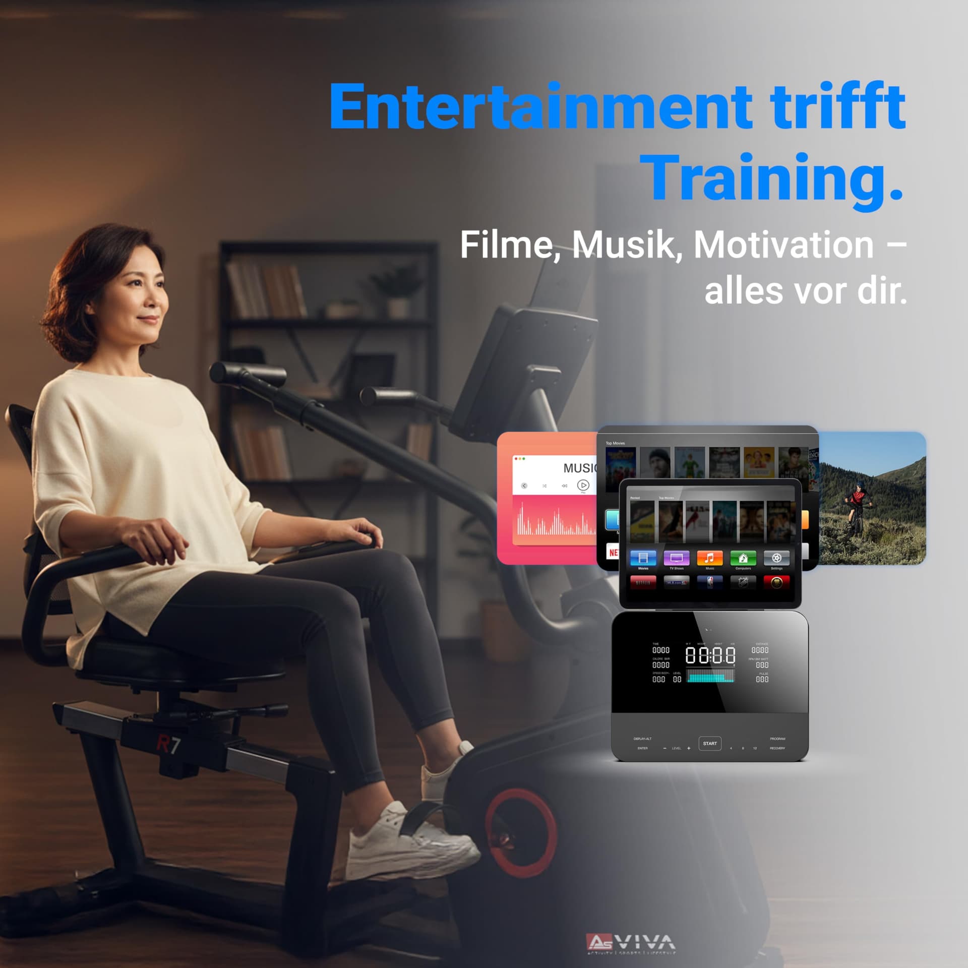 AsVIVA R7 Liegeergometer | Ergometer Fahrrad mit Sitz & Rückenlehne, 24 Programme, 18 kg – Bild 5