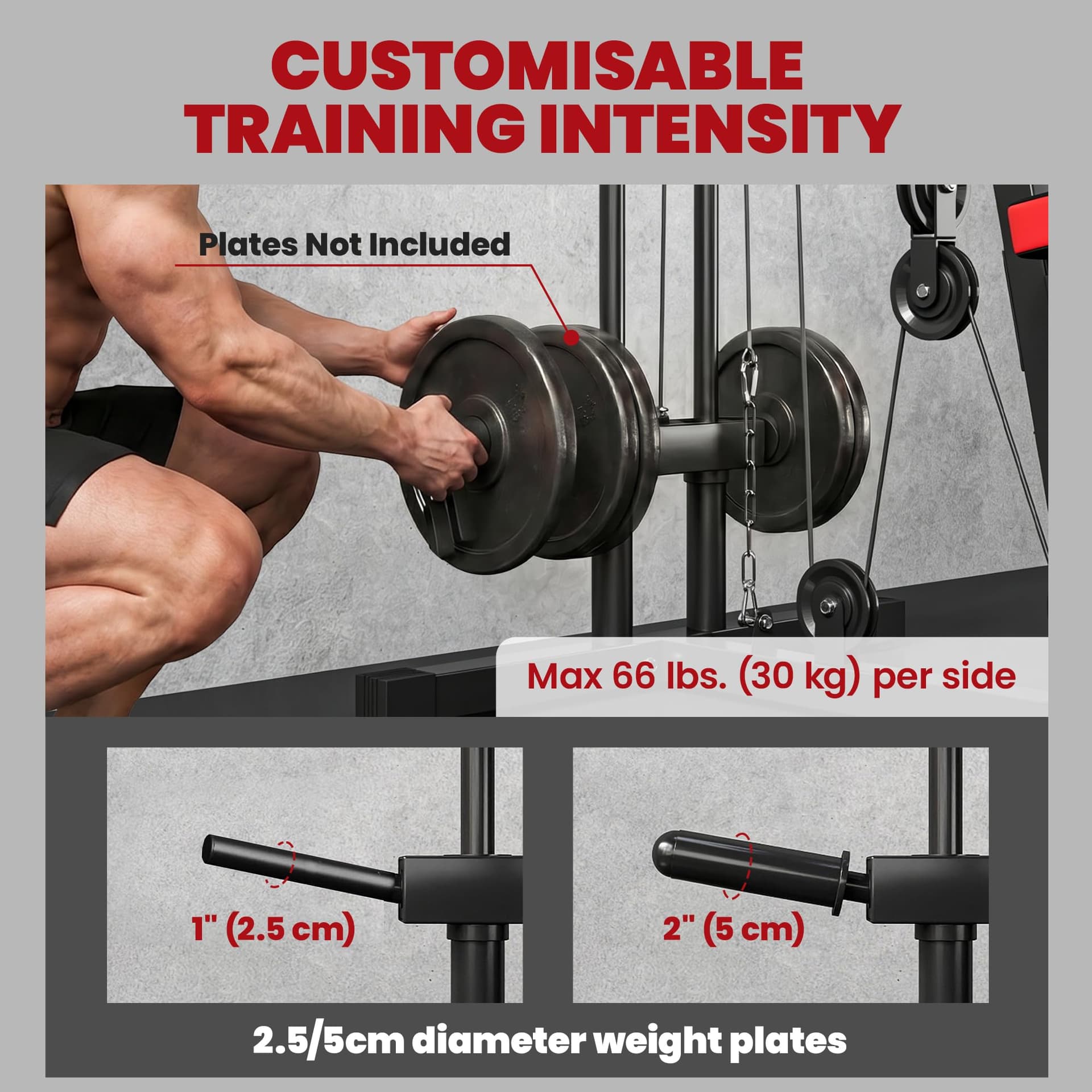 Soozier Home Gym Equipment, Multifunctional Weight Machine with Pulley System, 264lbs – Bild 3