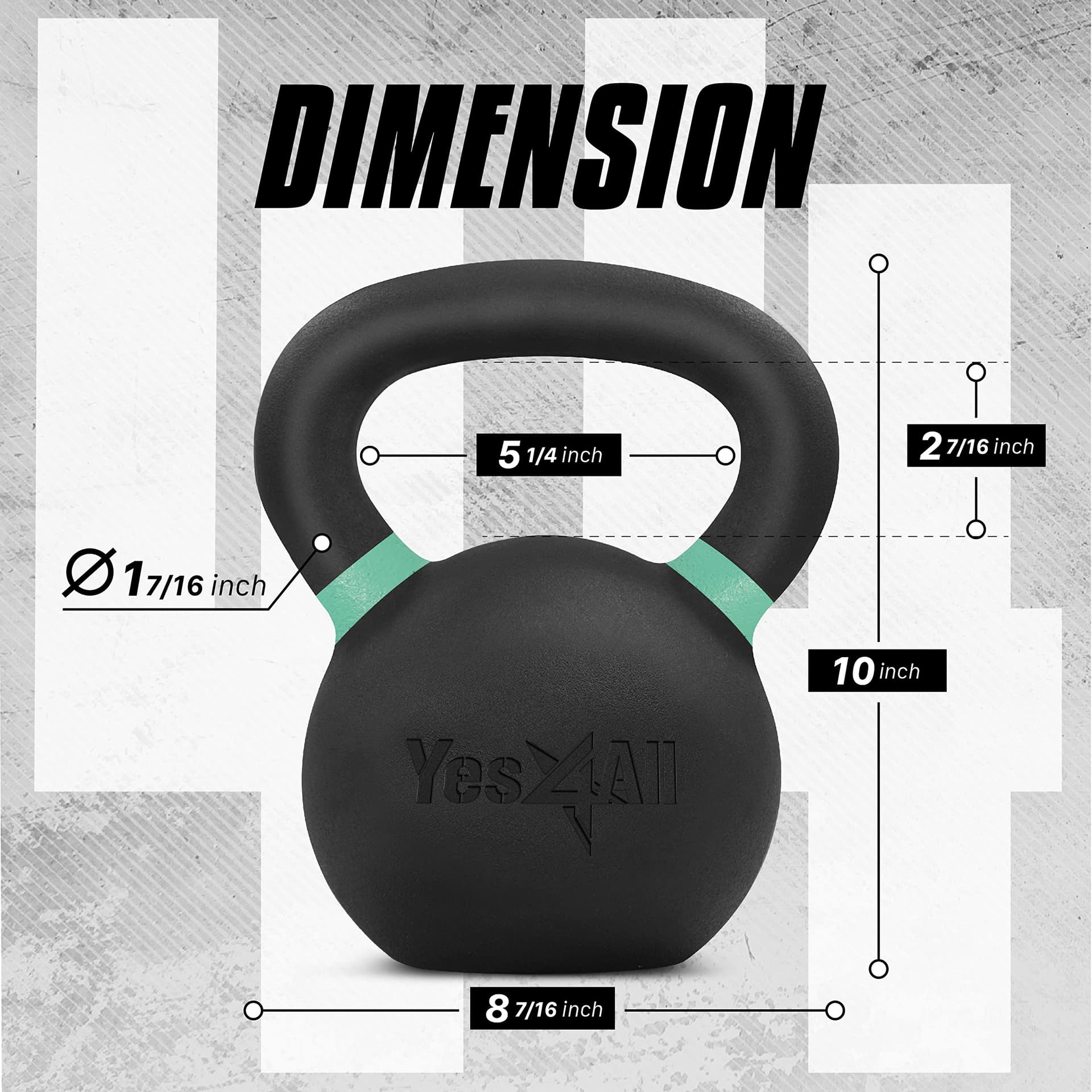 Yes4All Color Code Cast Iron Powder Coated Kettlebell with – Bild 2