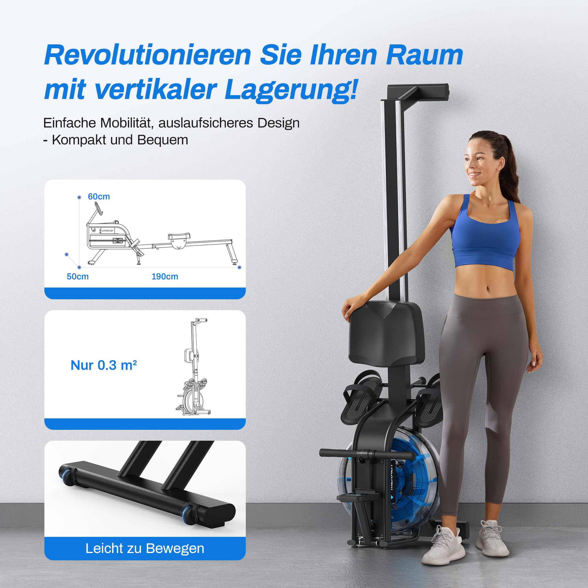 MERACH Wasserrudergerät für Zuhause, Rudergerät mit 15L – Bild 7
