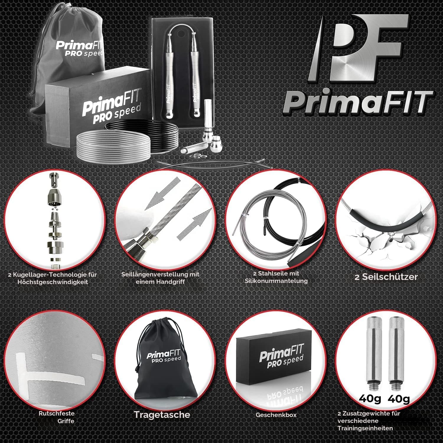 PrimaFit Springseil Erwachsene Fitness Pro Speed Jump Rope – Bild 2