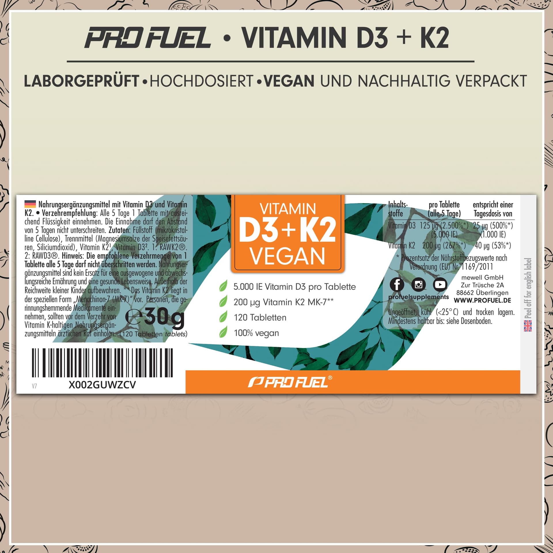 ProFuel Vitamin D3 K2 VEGAN - 120 Tabletten – Bild 6