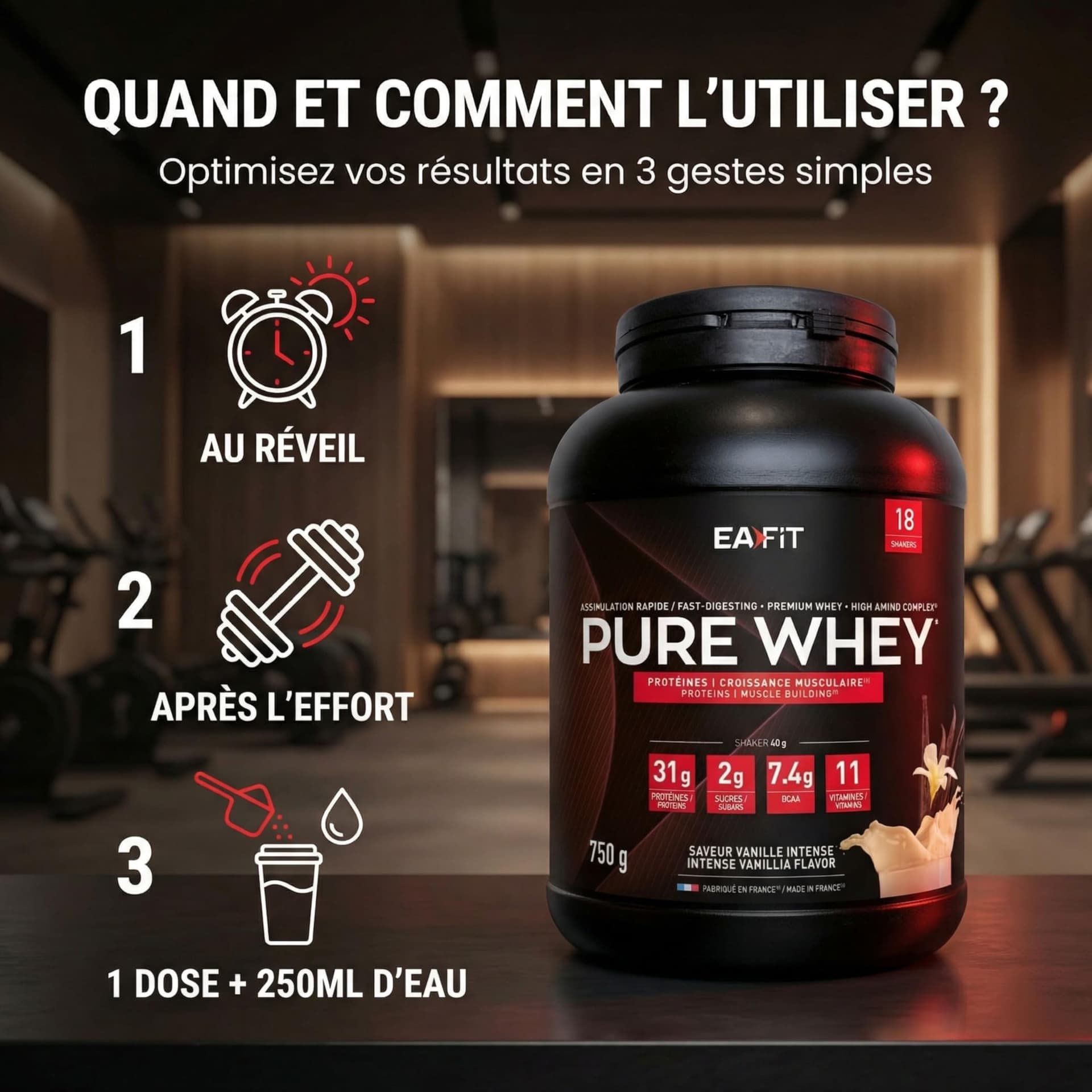 Eafit WHEY PROTEIN - Vanille - EAFIT - Marque Française N°1 en Nutrition Sportive - 31g – Bild 6