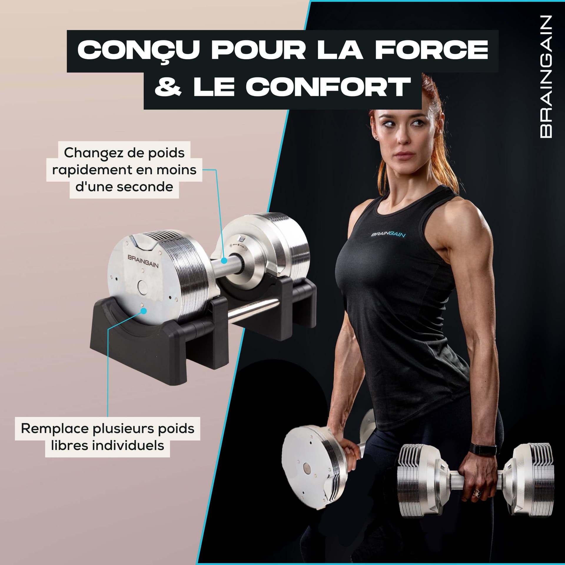 BRAINGAIN Verstelbare Dumbbell Set 23,5kg – Bild 3