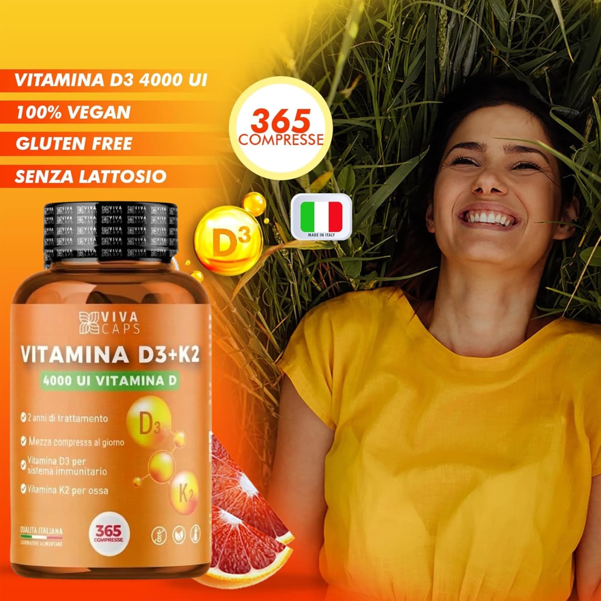 VIVACAPS Vitamina d3 k2 mk7 vegana alto dosaggio 365 Micro compresse – Bild 6