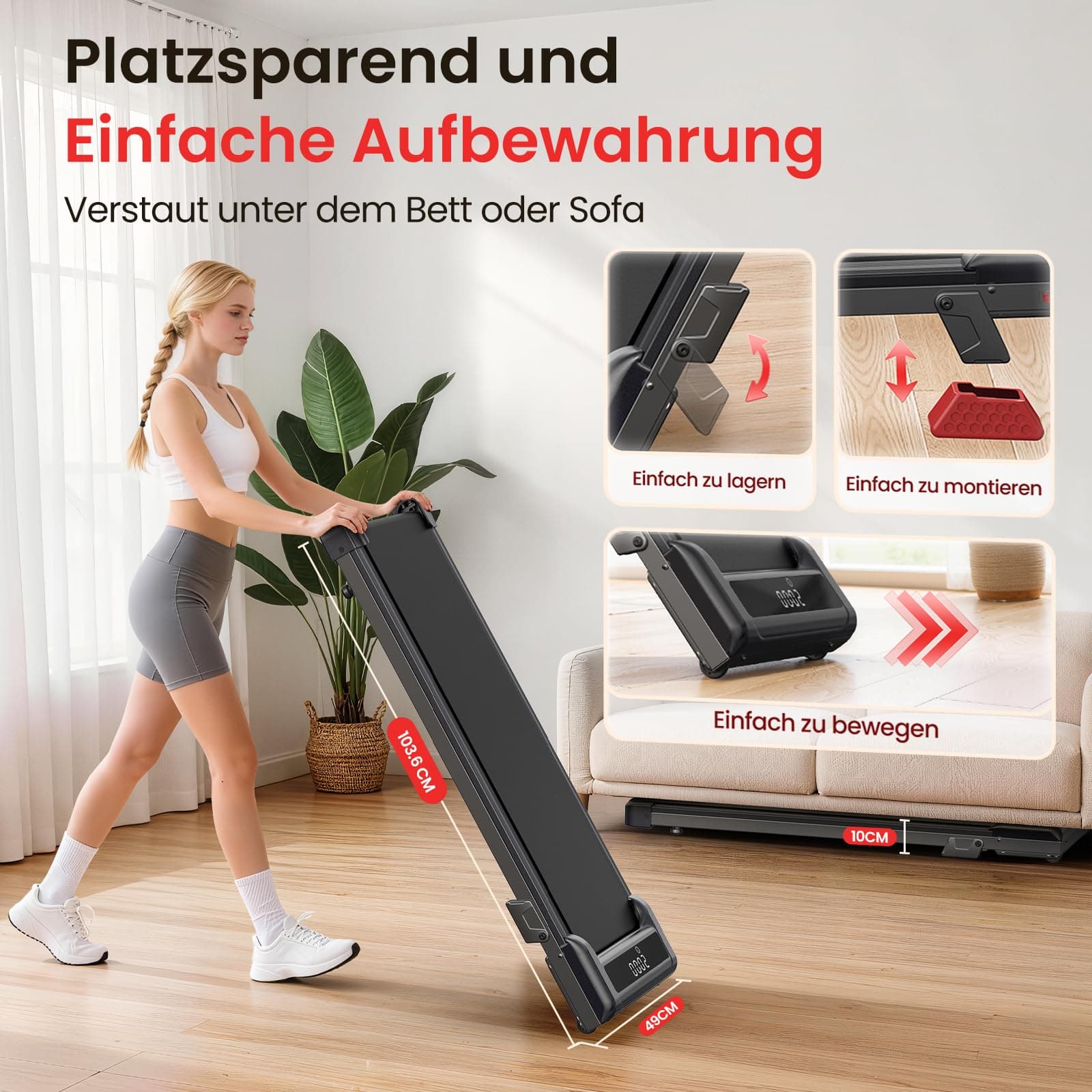 HOMEFITNESSCODE Walking Pad Laufband mit Neigung – Bild 4