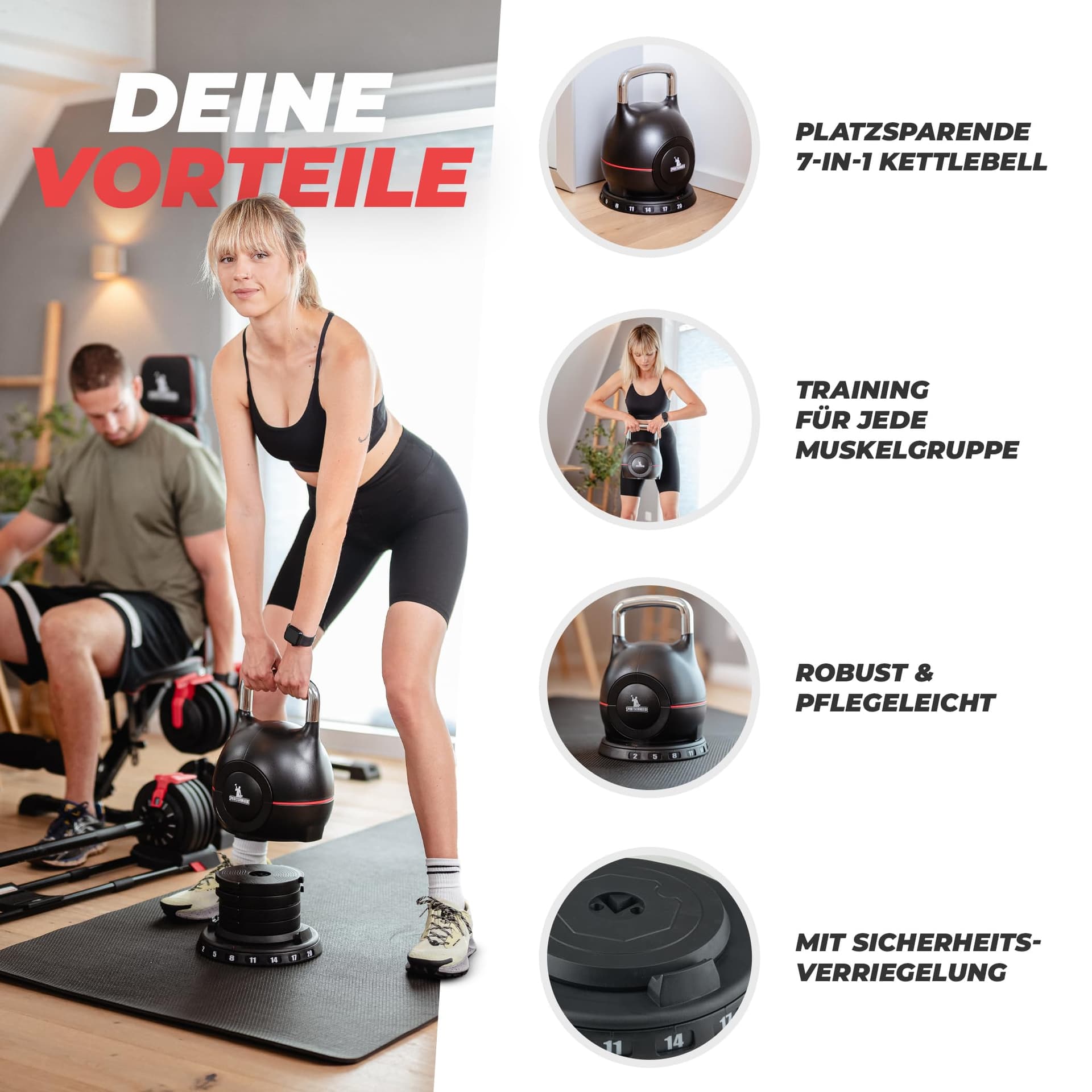 SPORTSCHMIEDE Kettlebell [Verstellbar] 2-20 kg – Bild 6