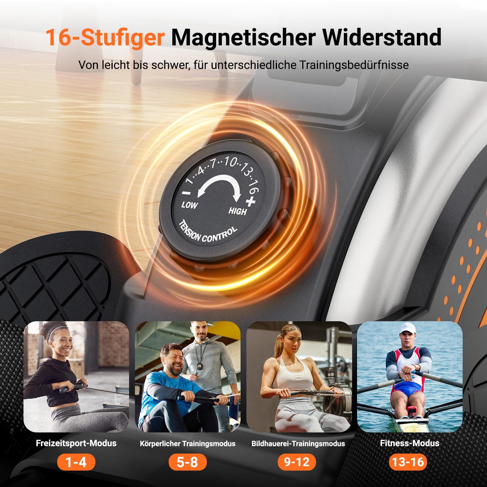 Dripex Rudergerät für Zuhause, Rudergeräte bis 160 kg – Bild 3