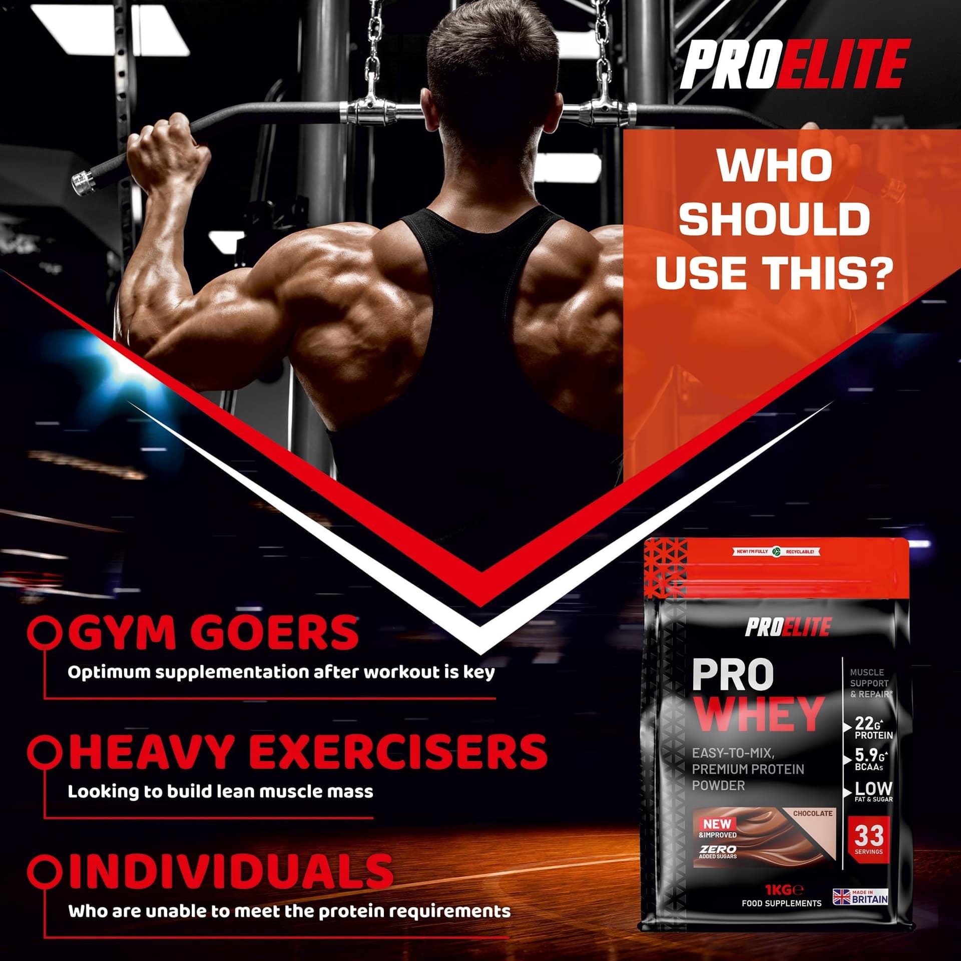 PROELITE Pro Whey Protein Powder 1kg – Bild 8