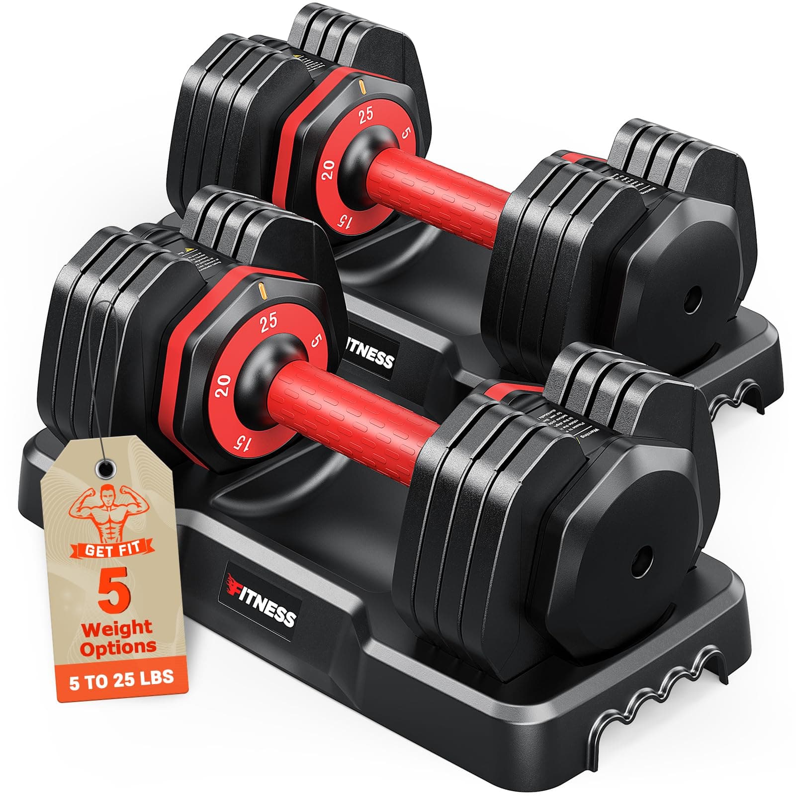 Rendpas Adjustable Dumbbell, 5-in-1/10-in-1, 25–55 lb