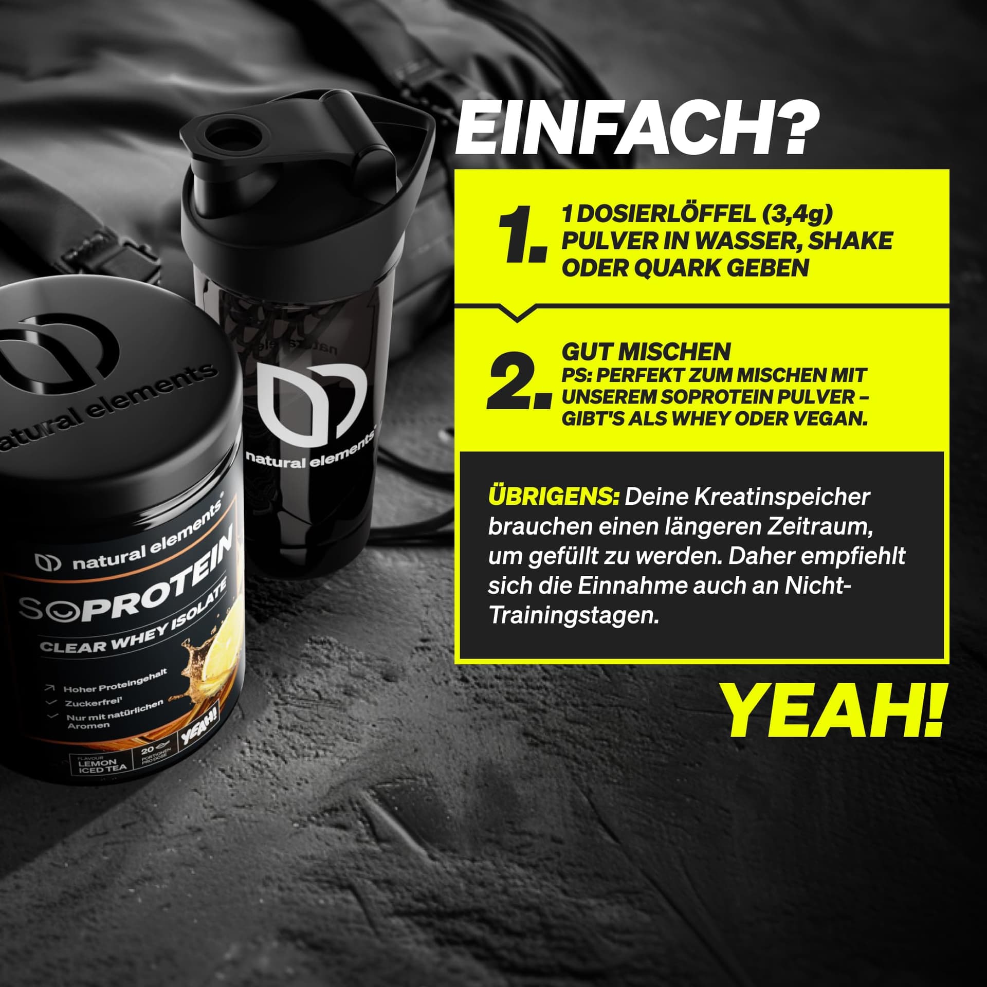 Natural Elements Kreatin Monohydrat Pulver – Markenrohstoff Creapure® – 147 Portionen – Bild 4