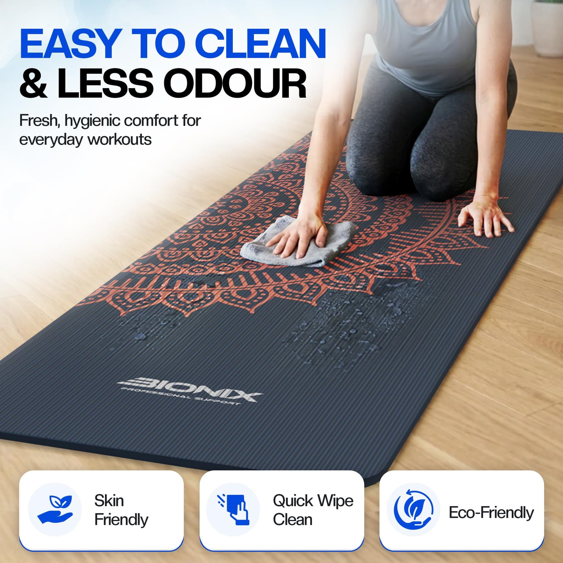 Bionix Professional Support Bionix Exercise Yoga Mat with Carry Handle Strap – Bild 4