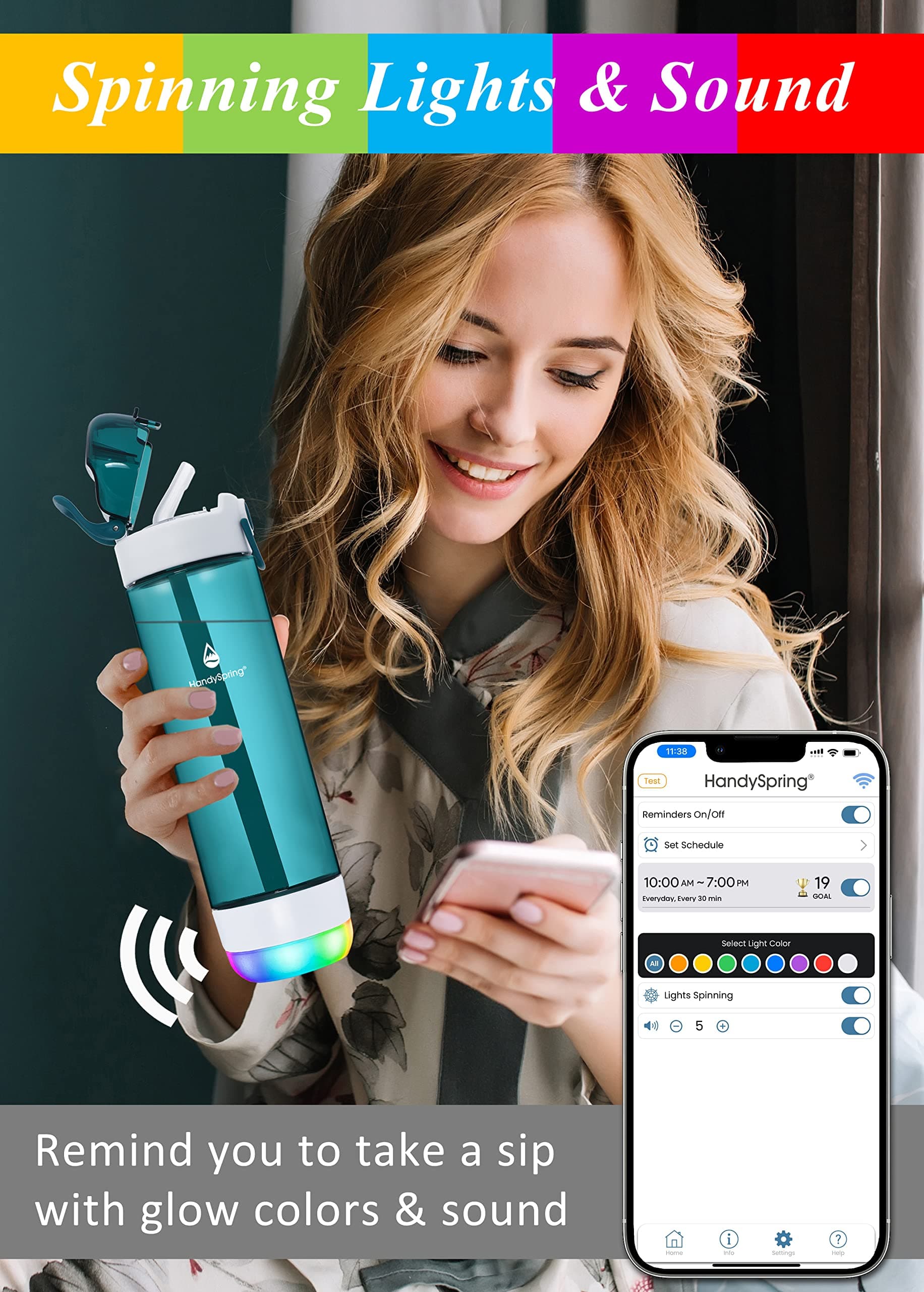 HANDYSPRING ,Intelligente Wasserflasche mit Erinnerung – Bild 3