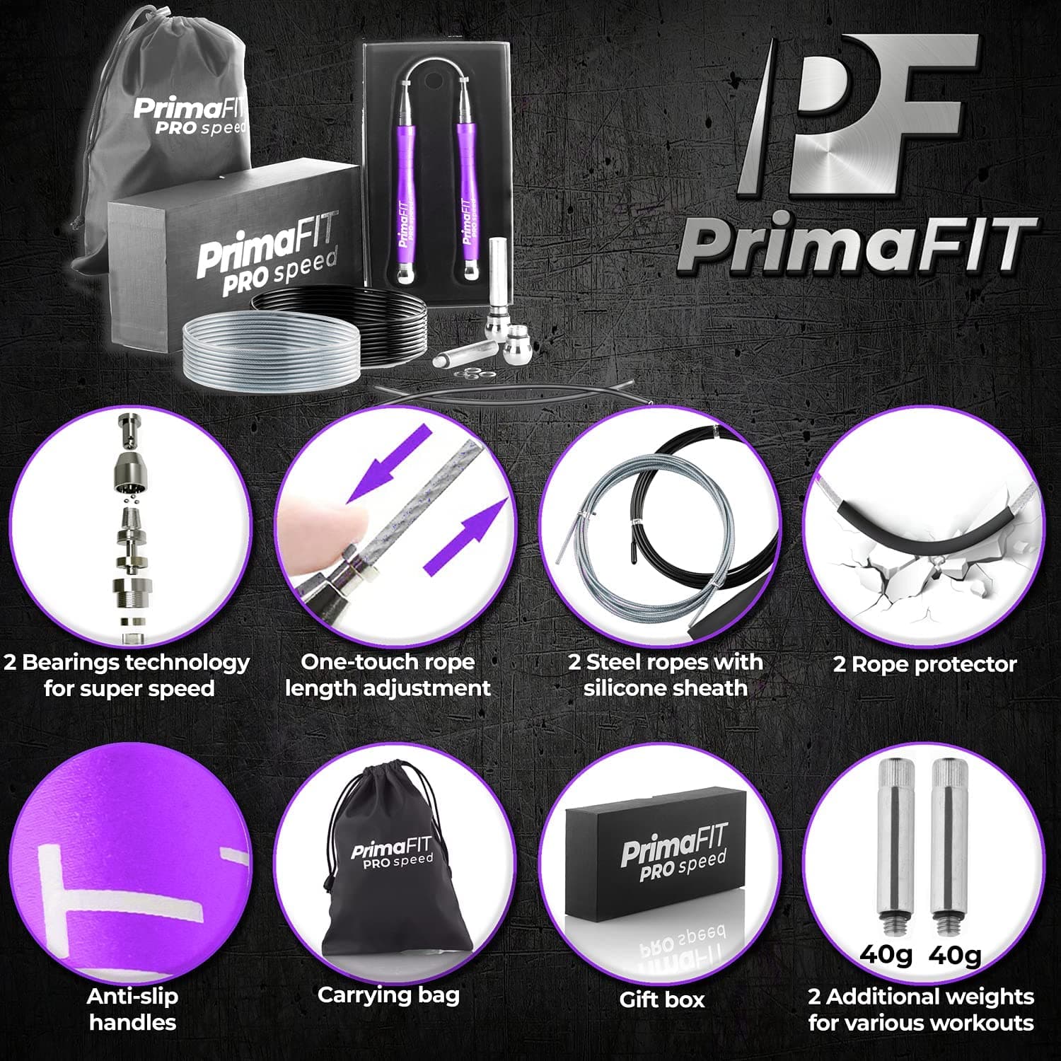 PrimaFit Pro Speed Cuerda Saltar – Bild 2