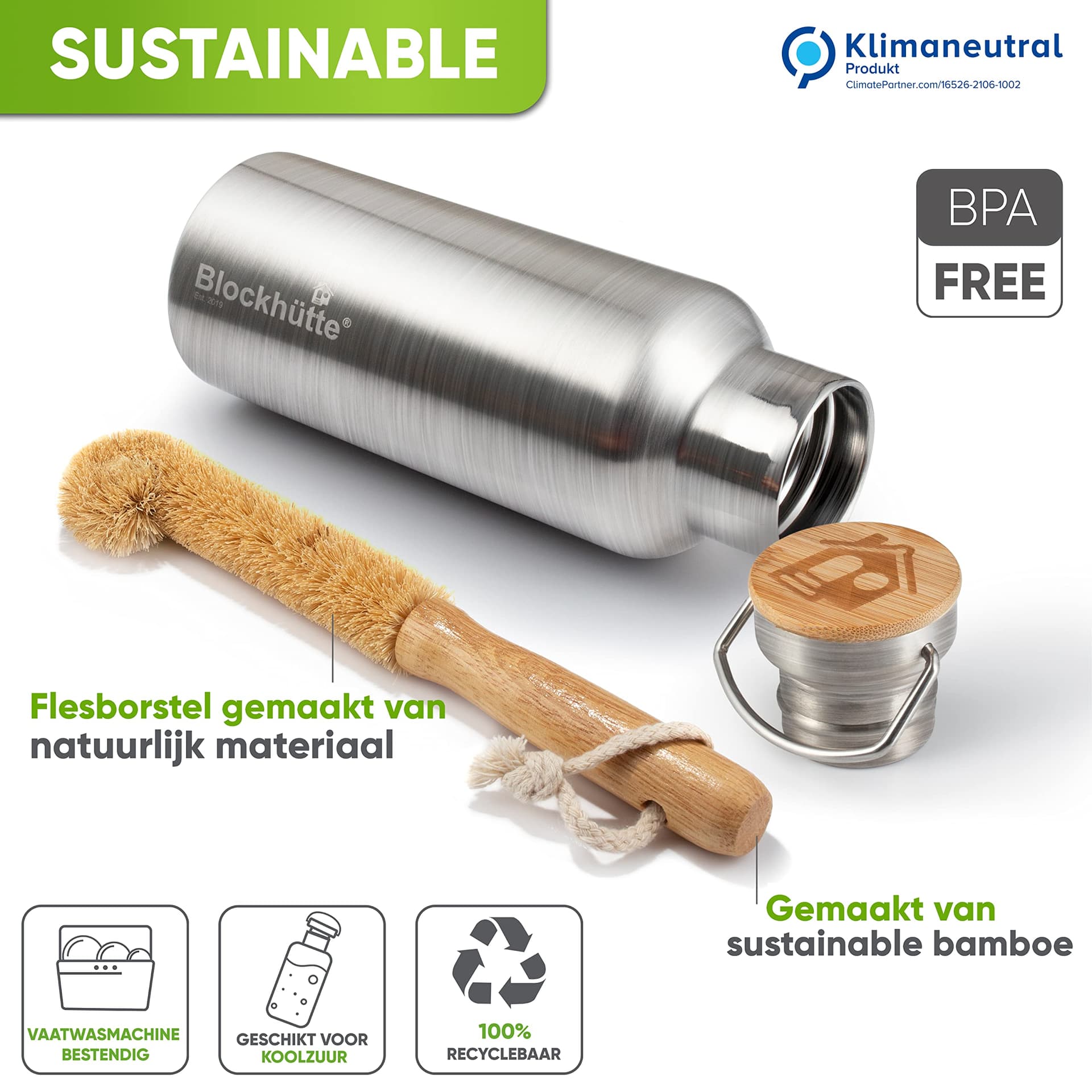 Blockhütte Stainless Steel Water Bottle I 1L – Bild 5