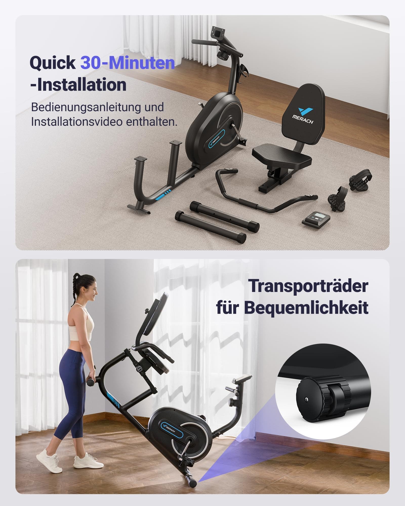 MERACH Liegeergometer für Zuhause mit 8 verstellbaren – Bild 8