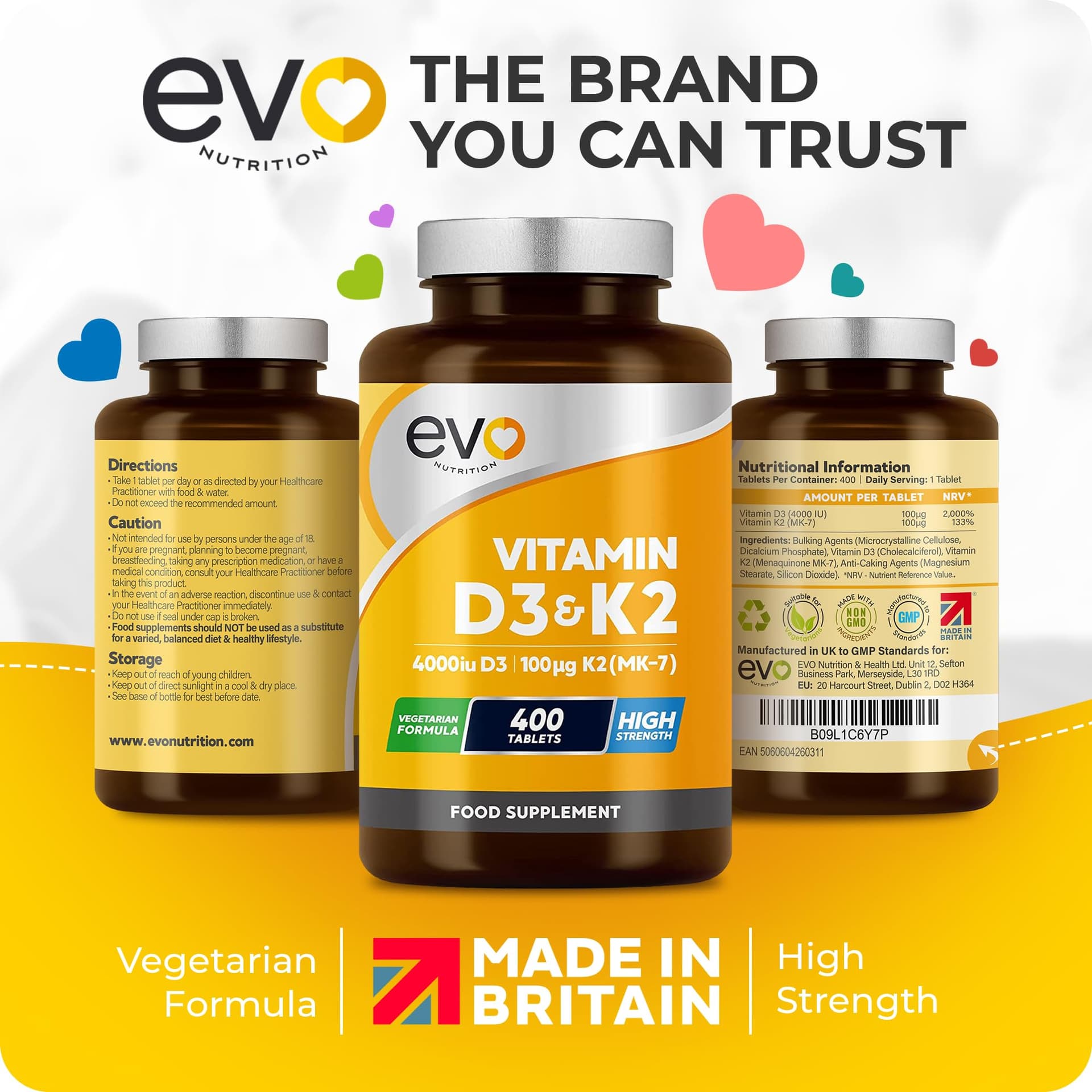 EVO NUTRITION Vitamin D3 4000iu & Vitamin K2 100ug MK7 – Bild 2