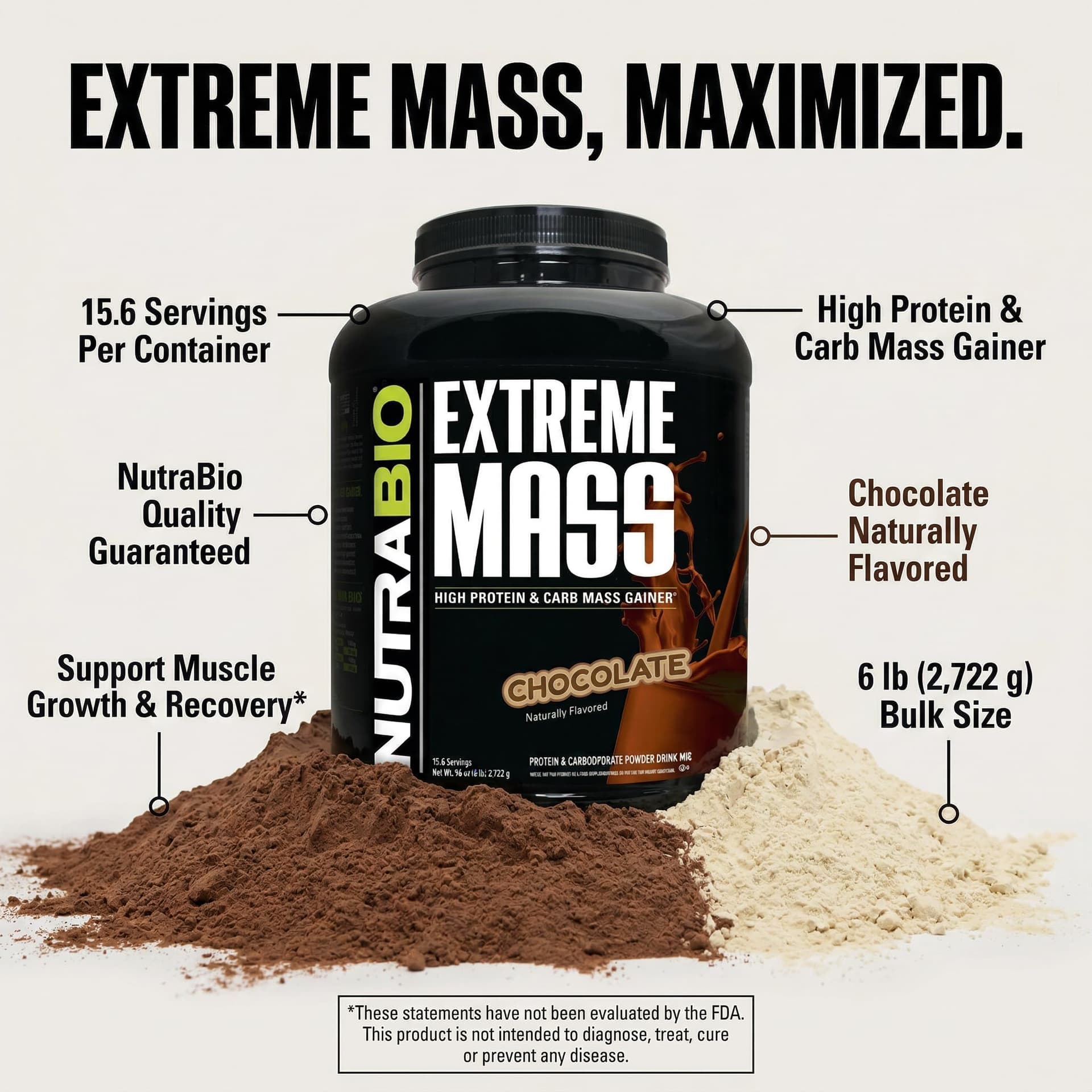 NutraBio Extreme Mass Gainer Protein Powder, 53G – Bild 4