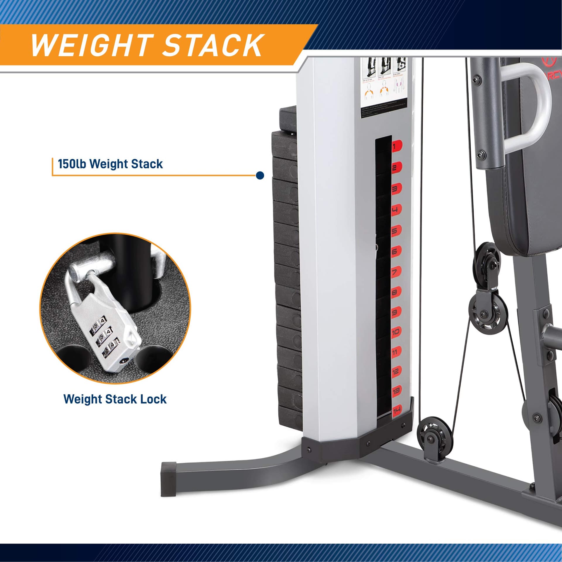 MARCY MWM-988 Multifunction Steel Home Gym 150lb – Bild 3