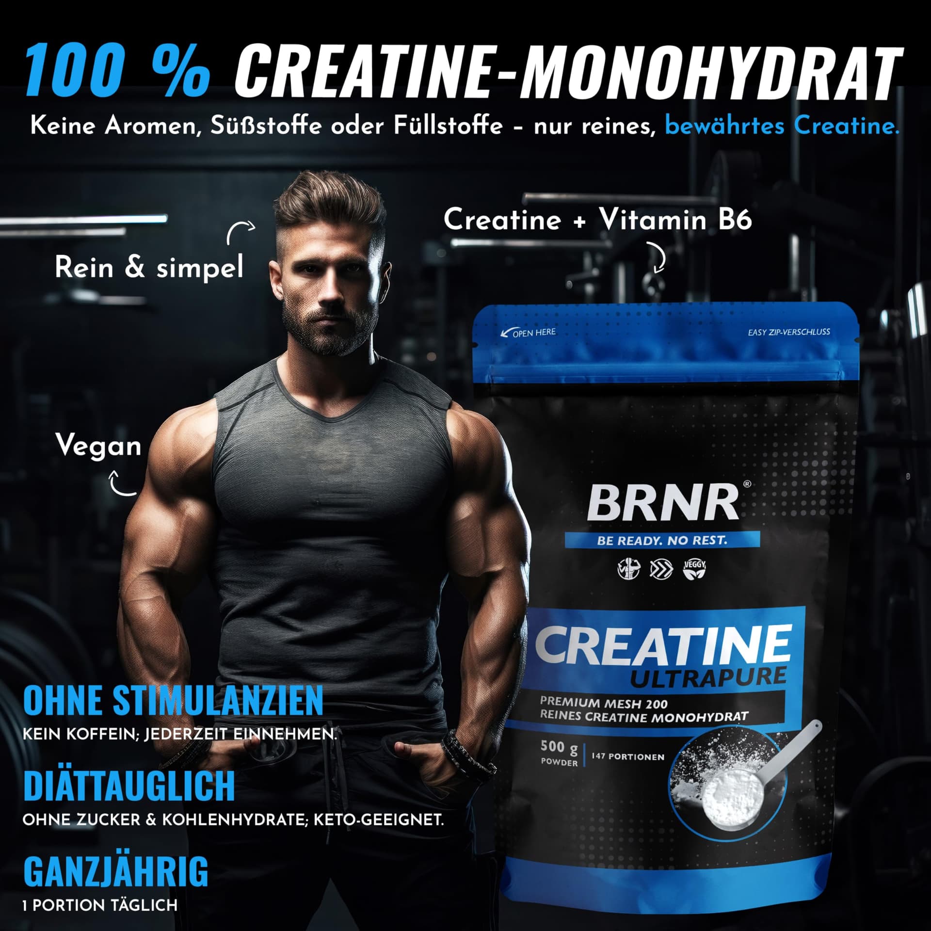 BRNR Creatin Monohydrat Pulver – Bild 3