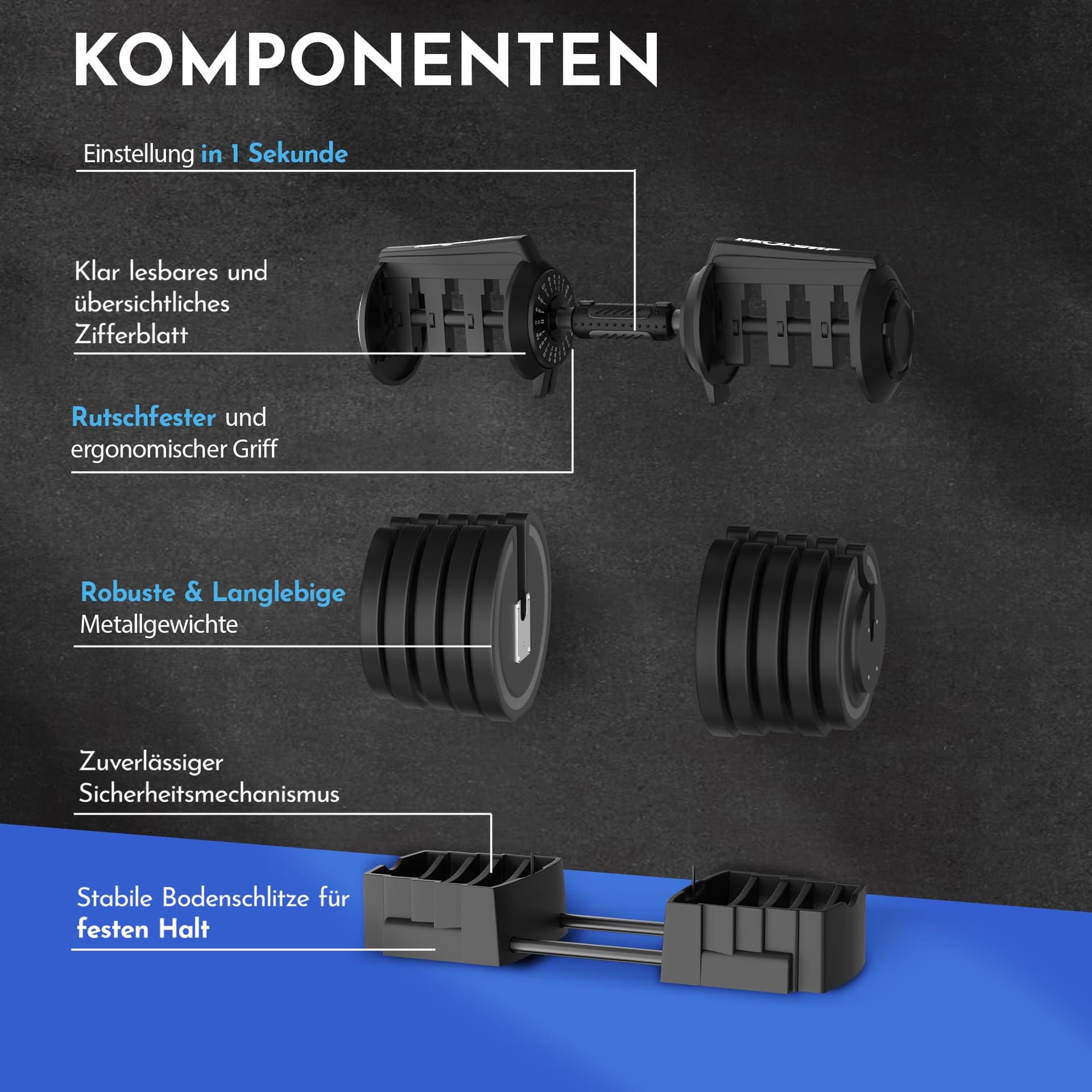 NEOLYMP 2er Set Kurzhantel verstellbar (2-40 kg – Bild 4