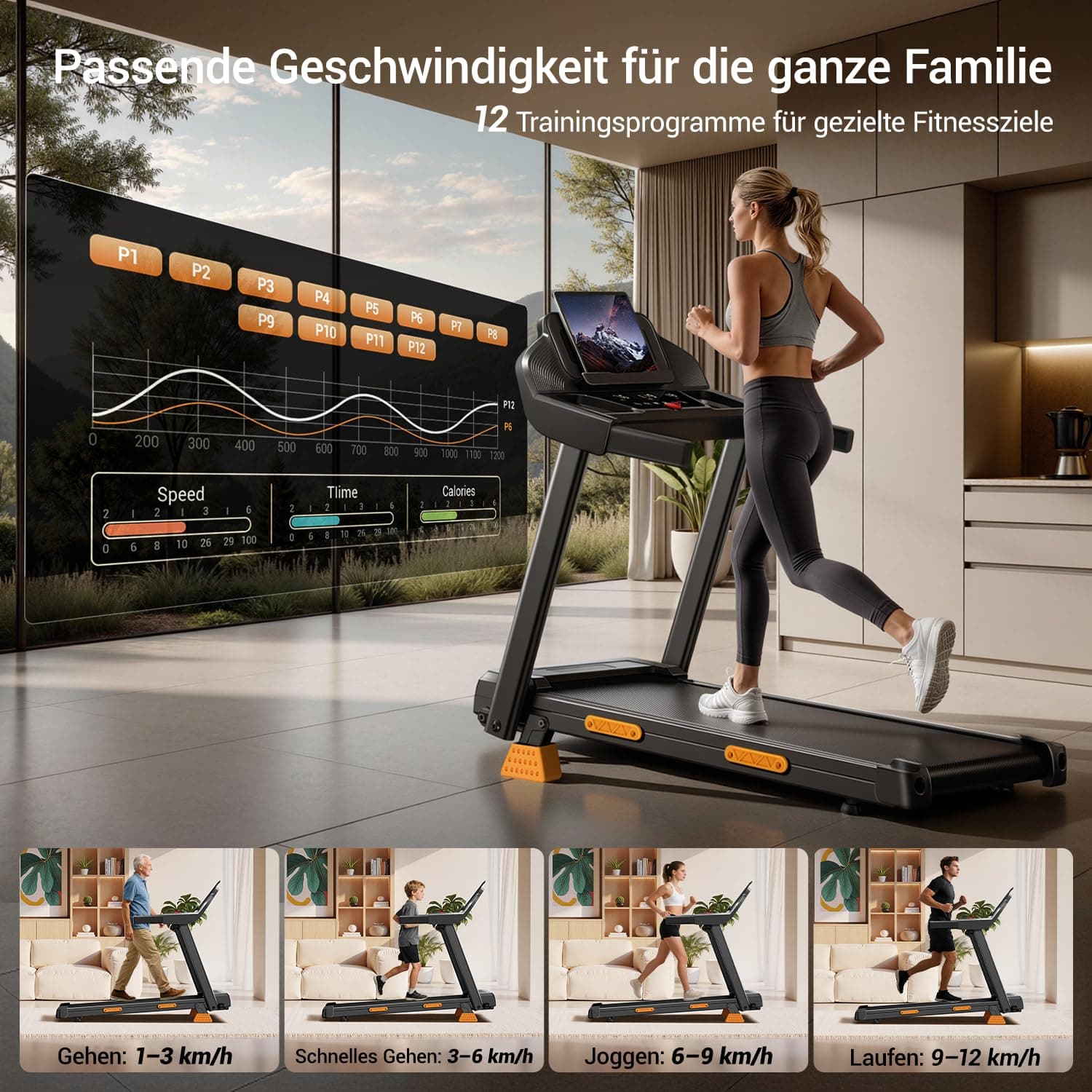 LONTEK Laufband für Zuhause Klappbar mit Steigung – Bild 3