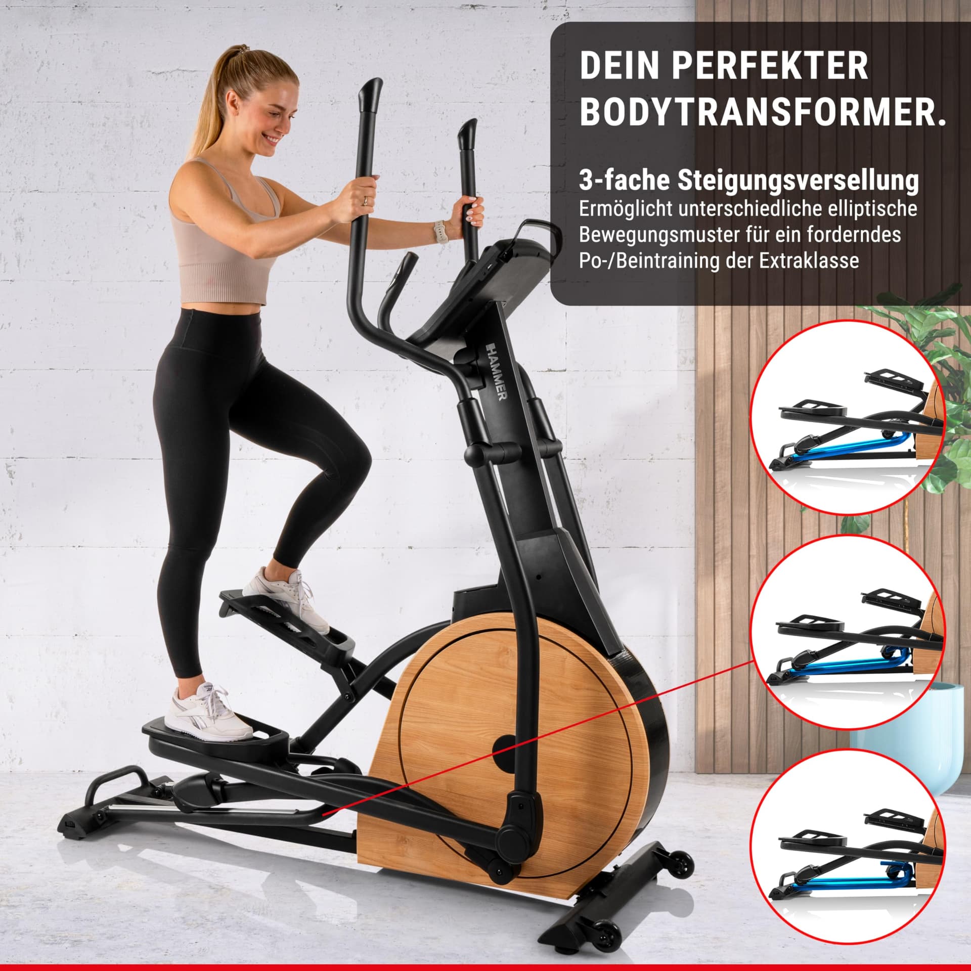 HAMMER Ellipsentrainer CrossPace 7.0 NorsK, 3-fache Steigung, 16 Programme, 20 kg – Bild 6