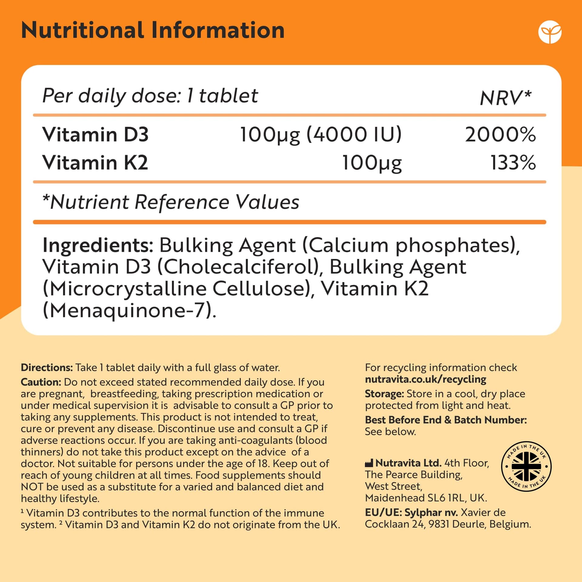 Nutravita Vitamin D3 4000 iu & Vitamin K2 100μg (MK7) – Bild 5