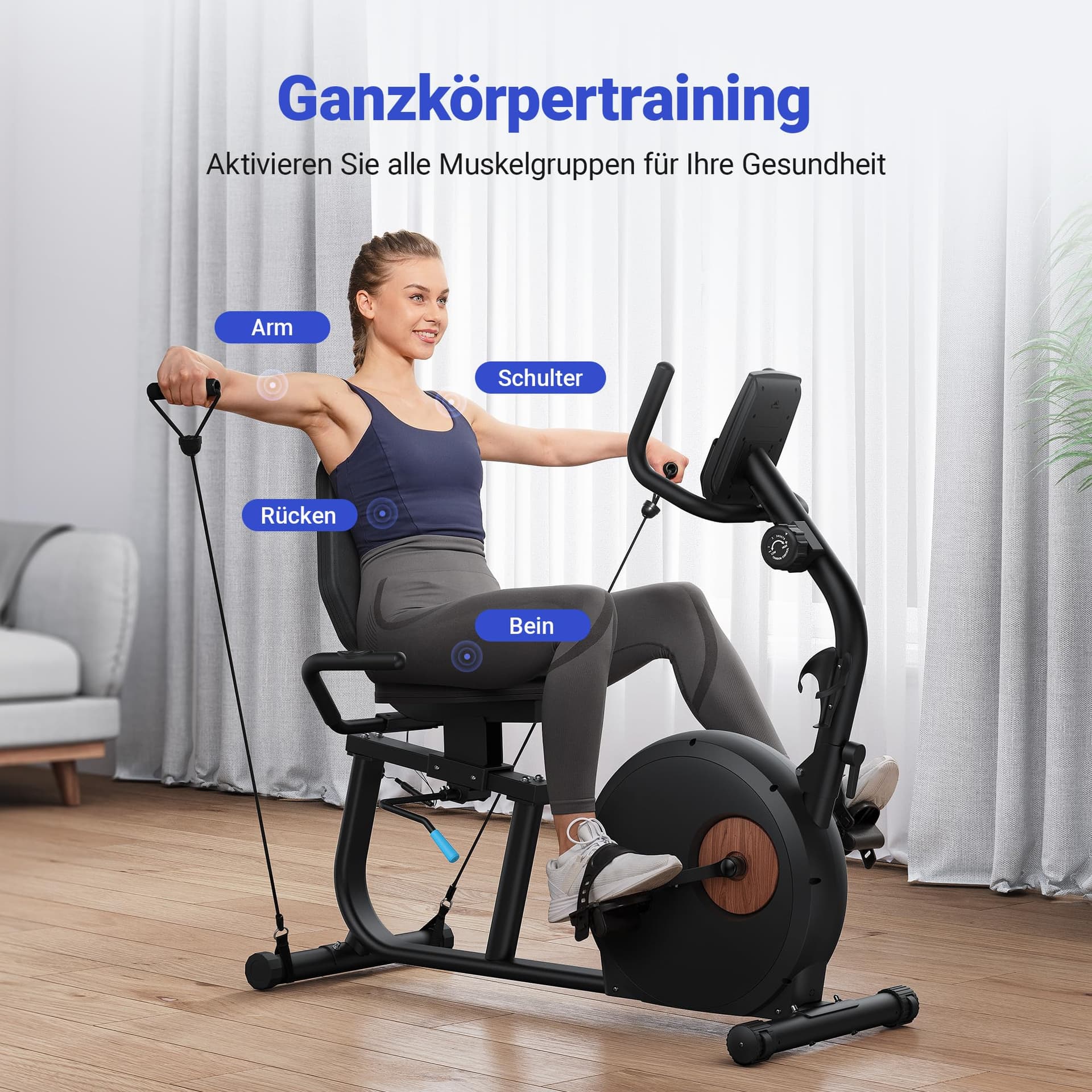 MERACH Liegeergometer für Zuhause mit 8 Verstellbaren – Bild 2