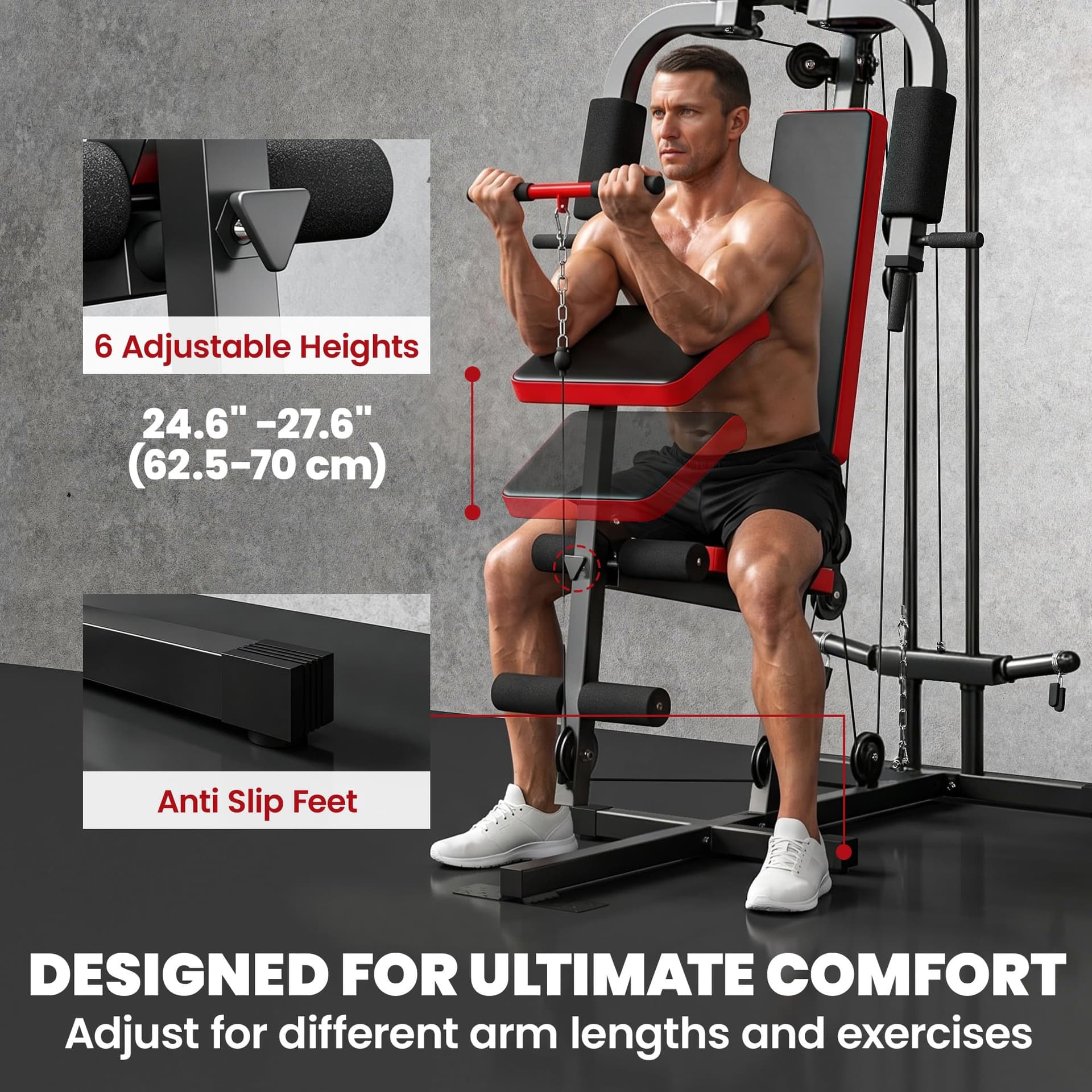 Soozier Home Gym Equipment, Multifunctional Weight Machine with Pulley System, 264lbs – Bild 5