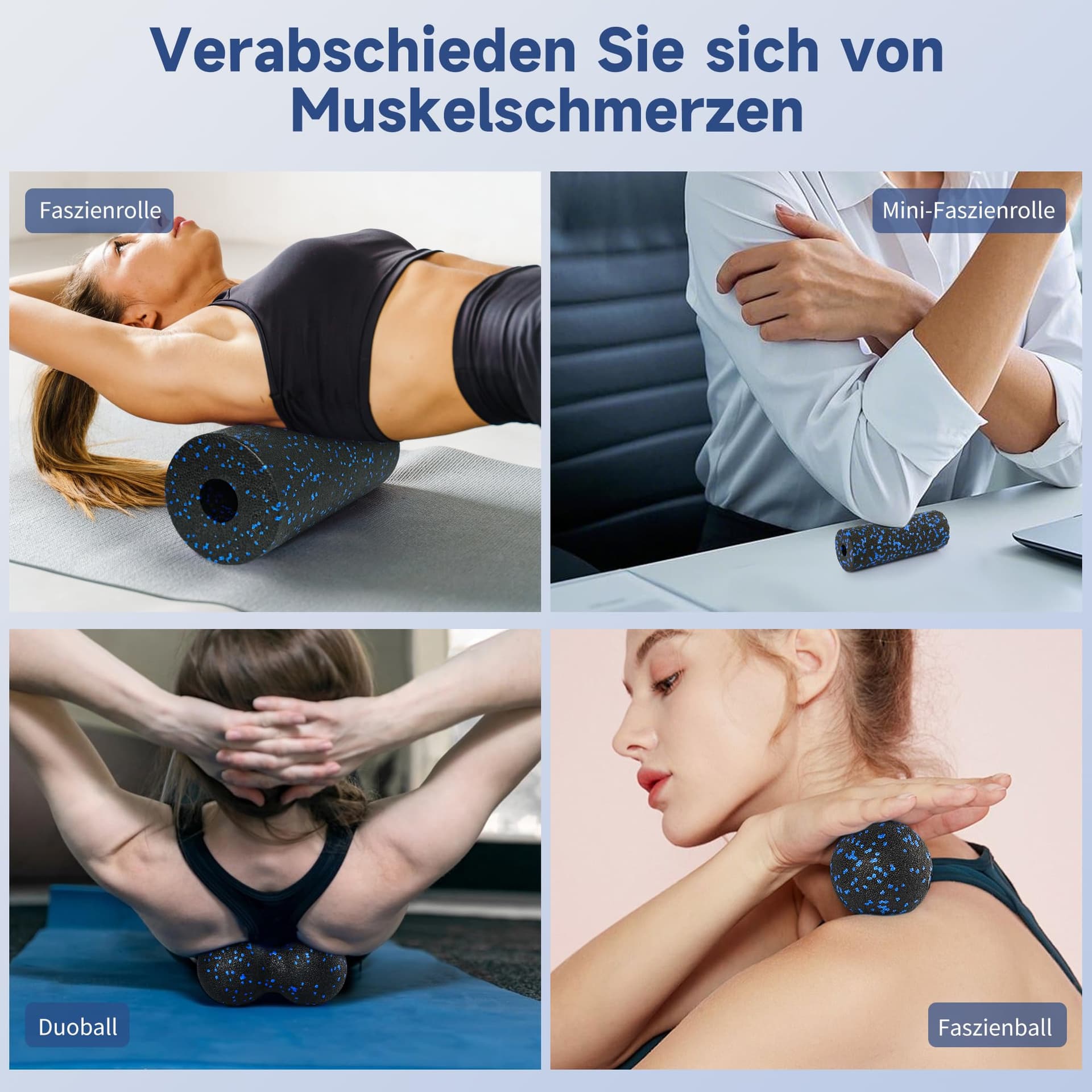 YC Kitchen Faszienrolle 4er-Set mit großer und kleiner Rolle – Bild 3