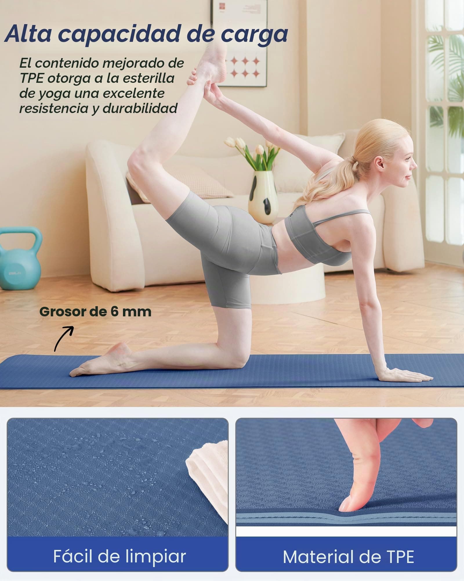 Narwhal Oak & Tea Tapete de Yoga Grueso y Antideslizante Para – Bild 5