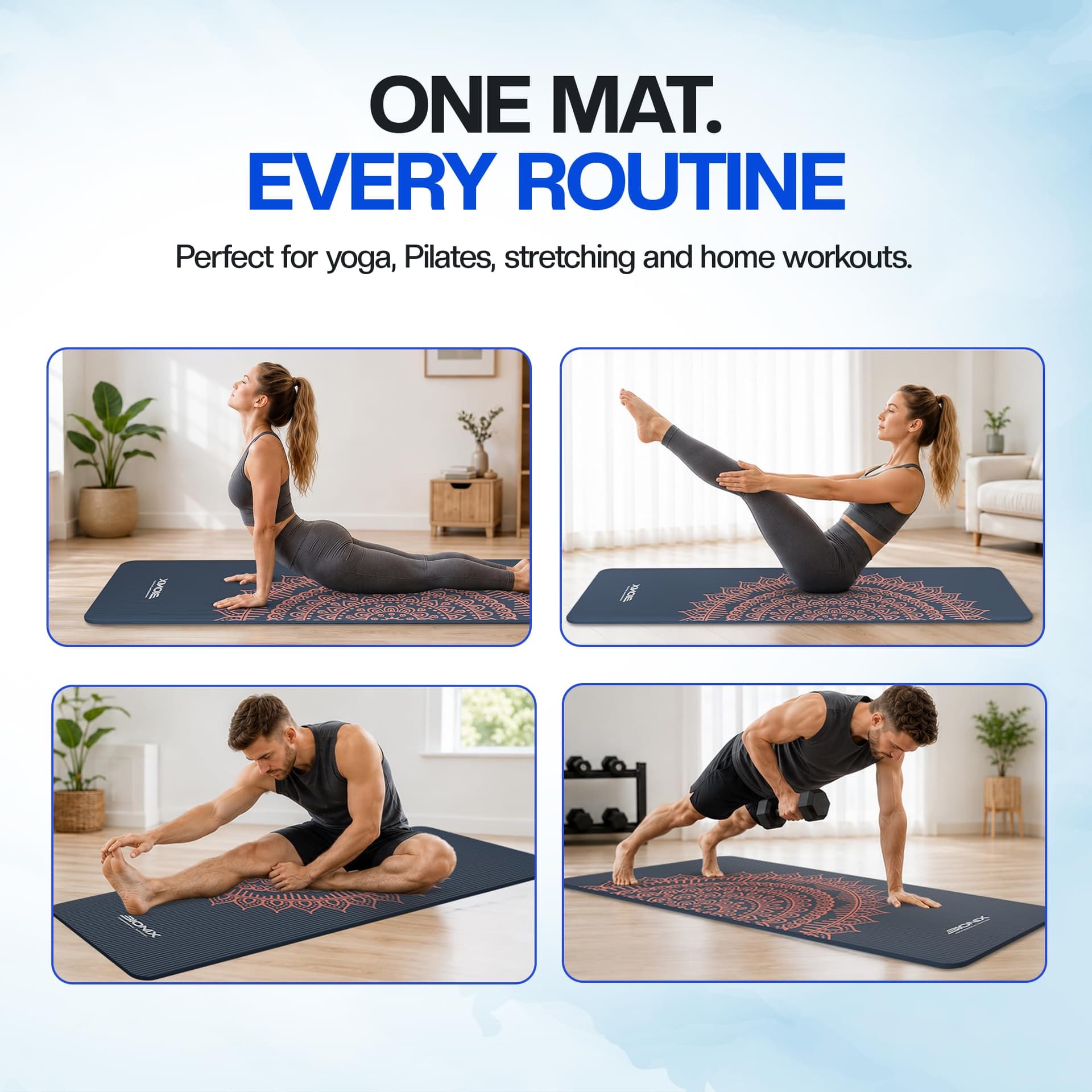 Bionix Professional Support Bionix Exercise Yoga Mat with Carry Handle Strap – Bild 7
