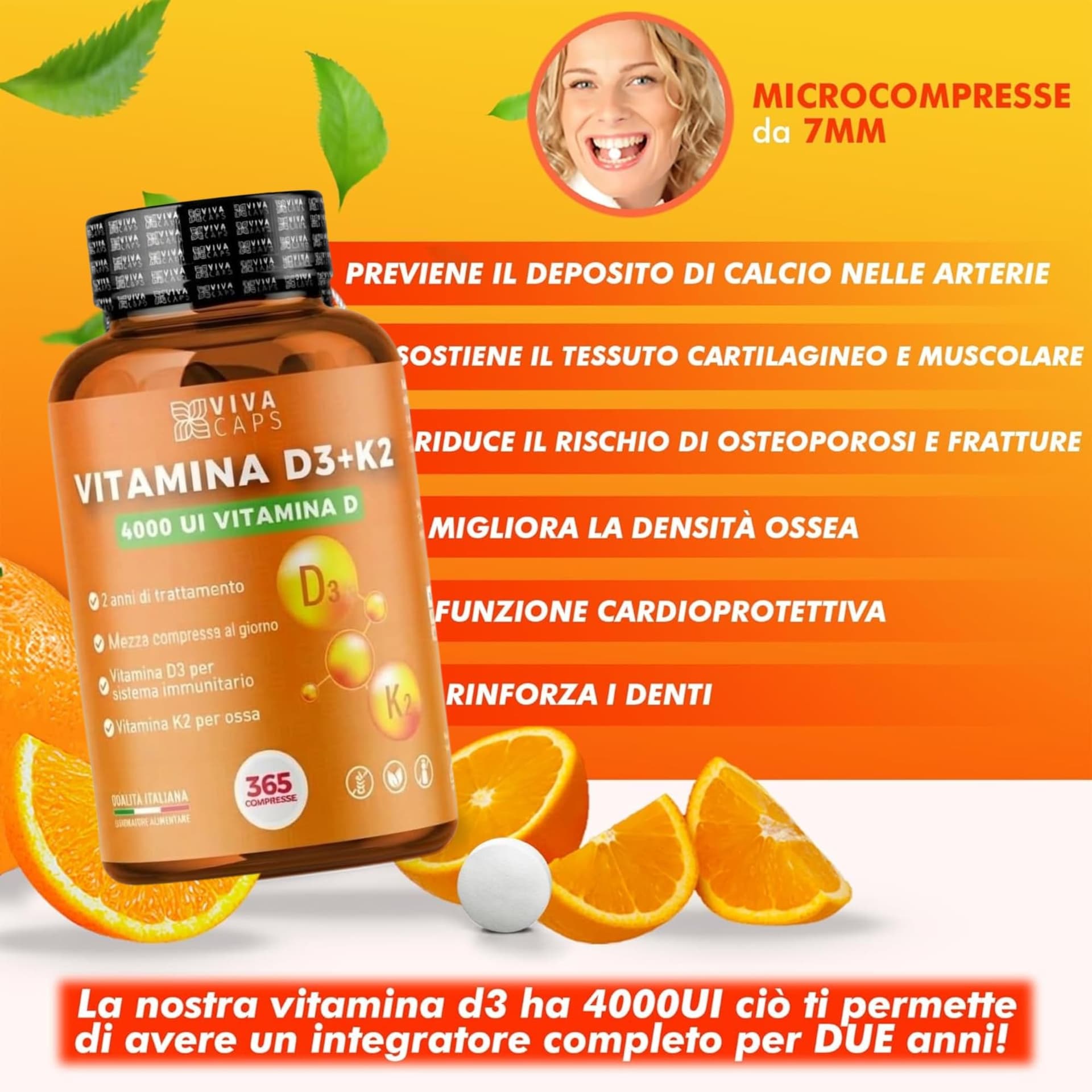 VIVACAPS Vitamina d3 k2 mk7 vegana alto dosaggio 365 Micro compresse – Bild 4