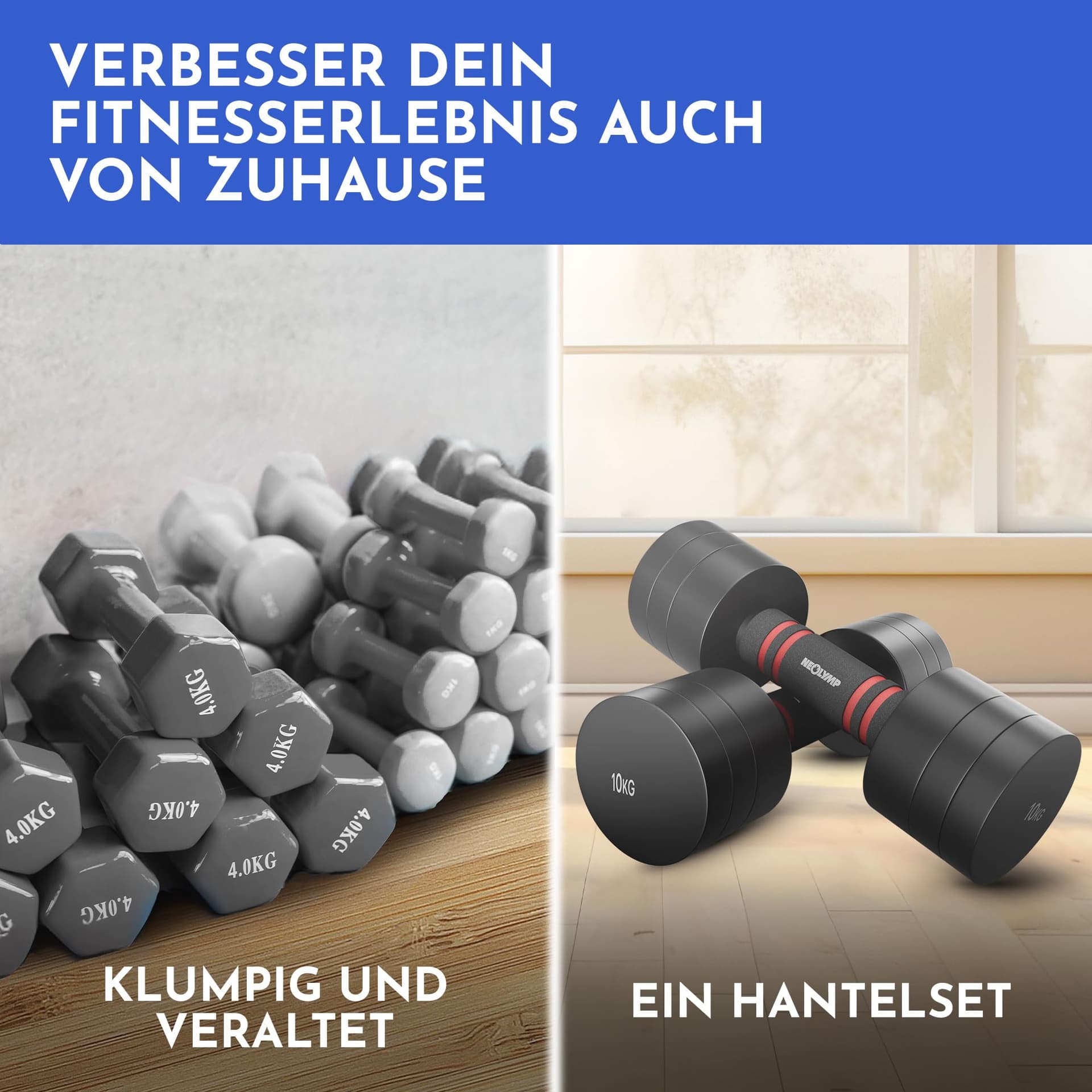 NEOLYMP 2er Set verstellbare Kurzhanteln 3-10 kg – Bild 8