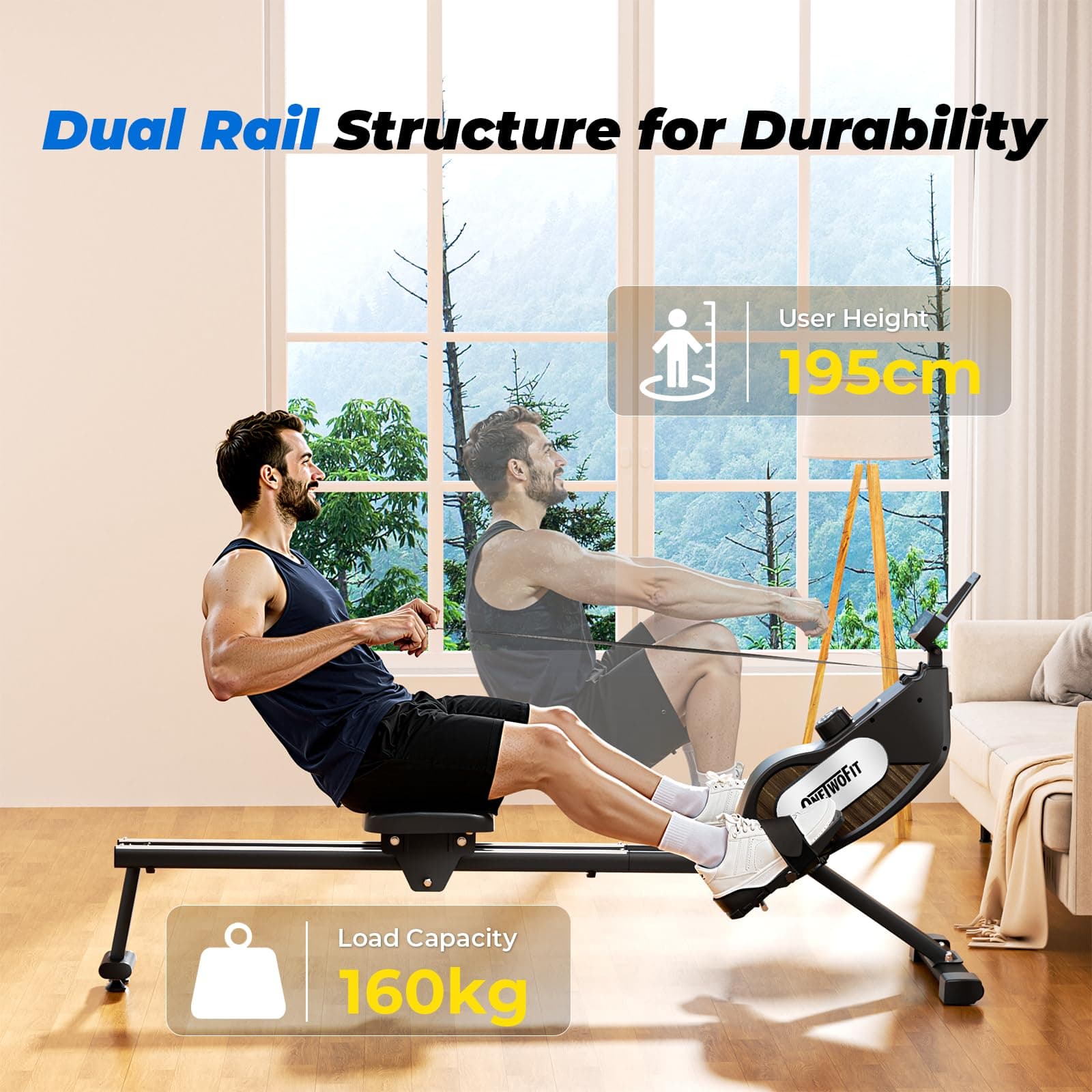 ONETWOFIT Rudergerät Für Zuhause Klappbar – Bild 2